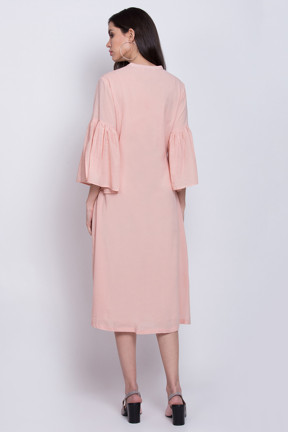 Peach Viscose Cotton A-Line Kurta image number 5