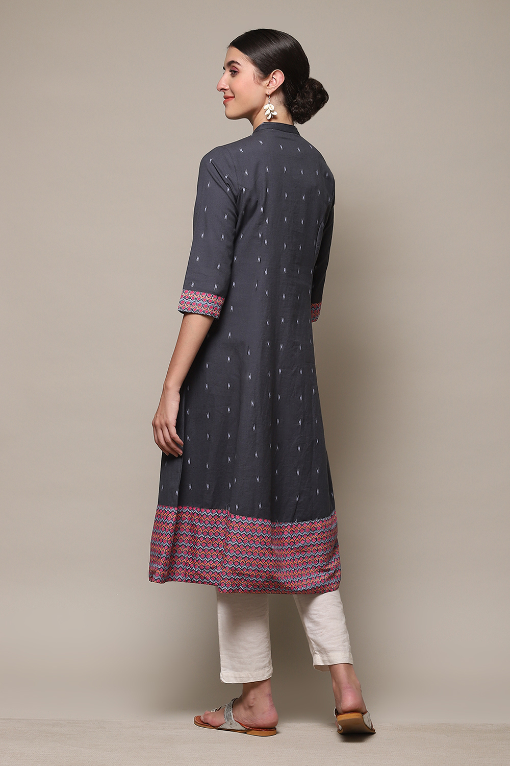 Pink Cotton Blend A-Line Printed Kurta image number 4