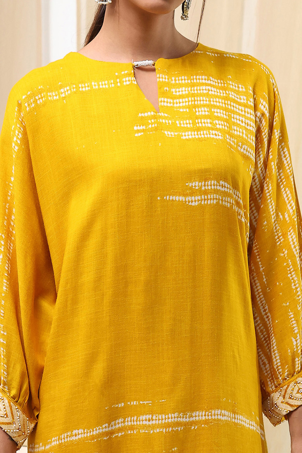 Mustard Viscose Rayon Straight Suit Set image number 1