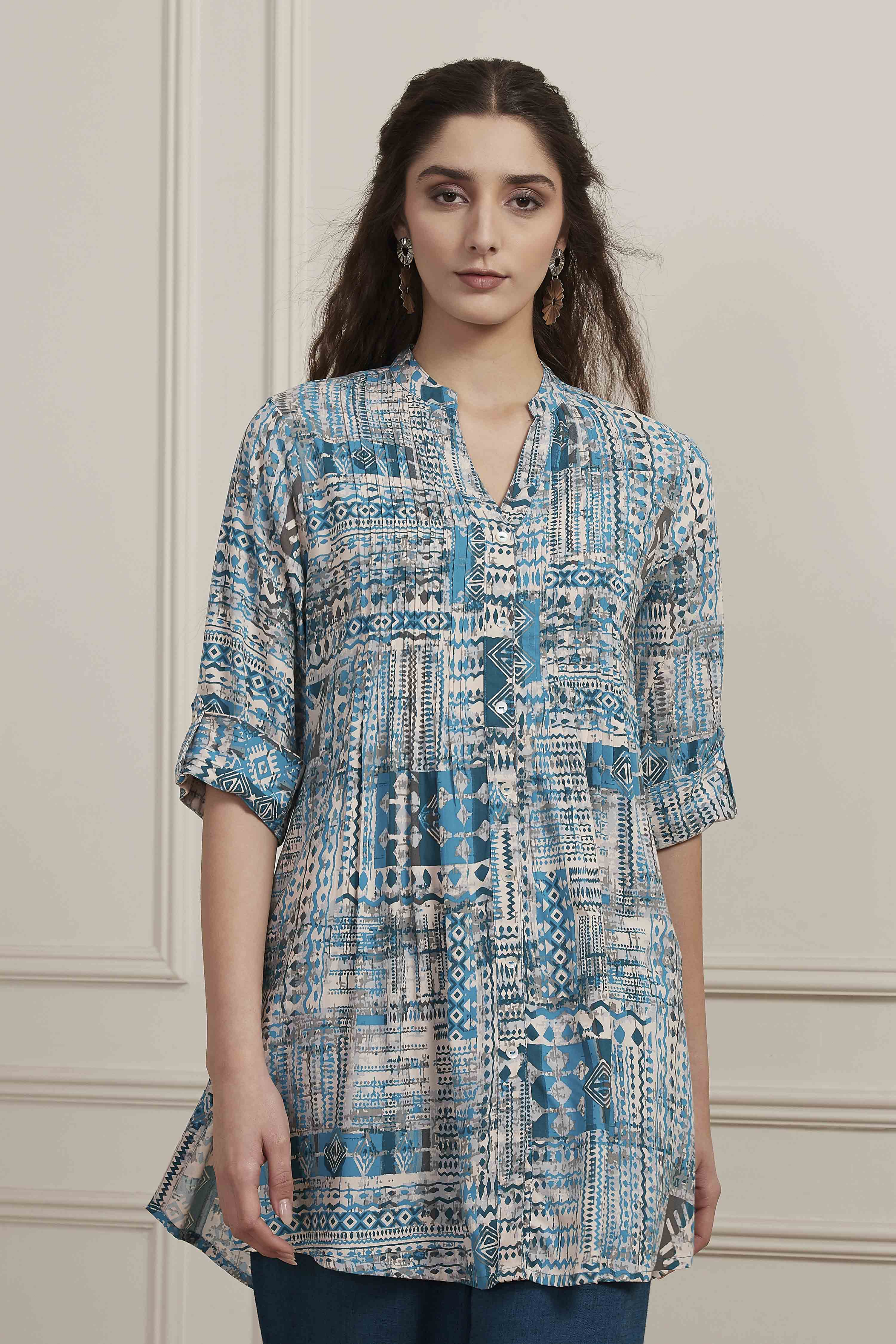 Teal Viscose Rayon Straight Kurta image number 5