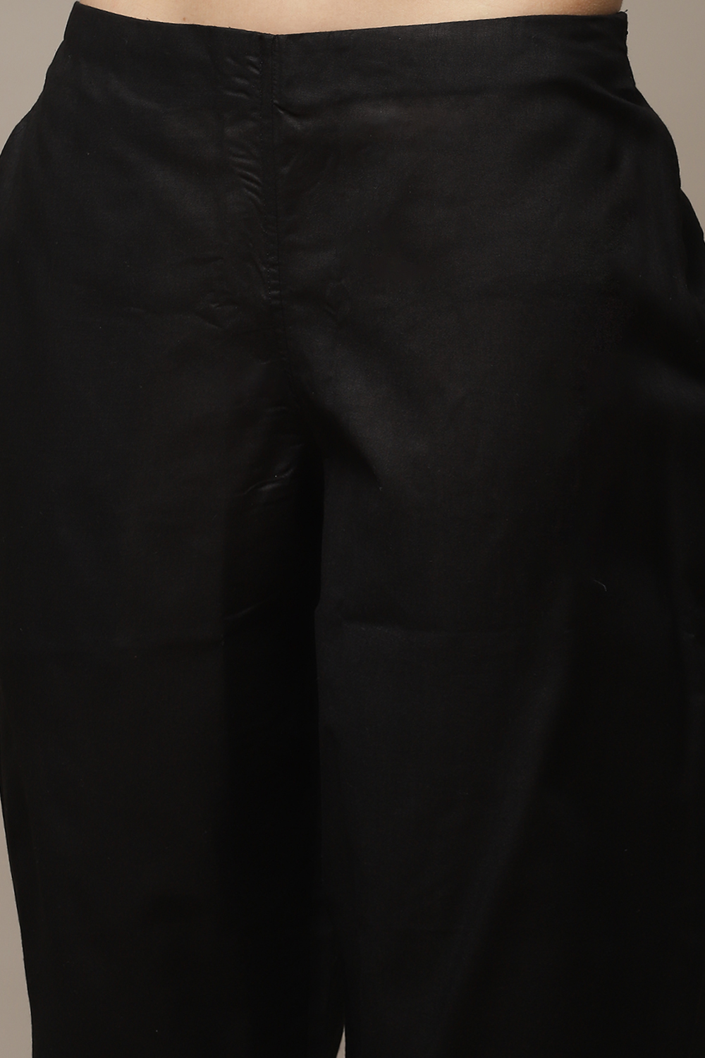 Black Cotton Hand Block Print Unstitched Suit Set image number 6