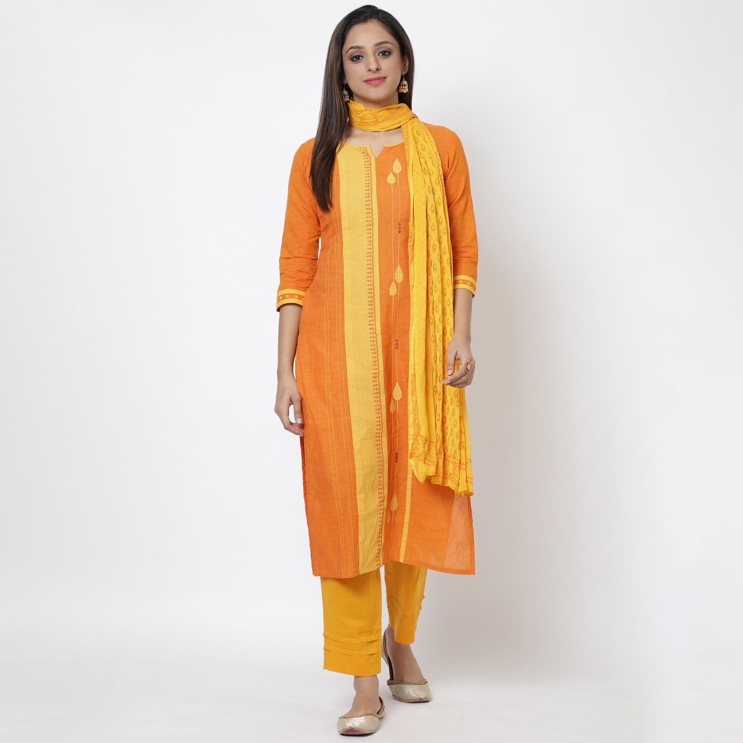 Rust Embroidered Easy Stitch Suit Set image number 0
