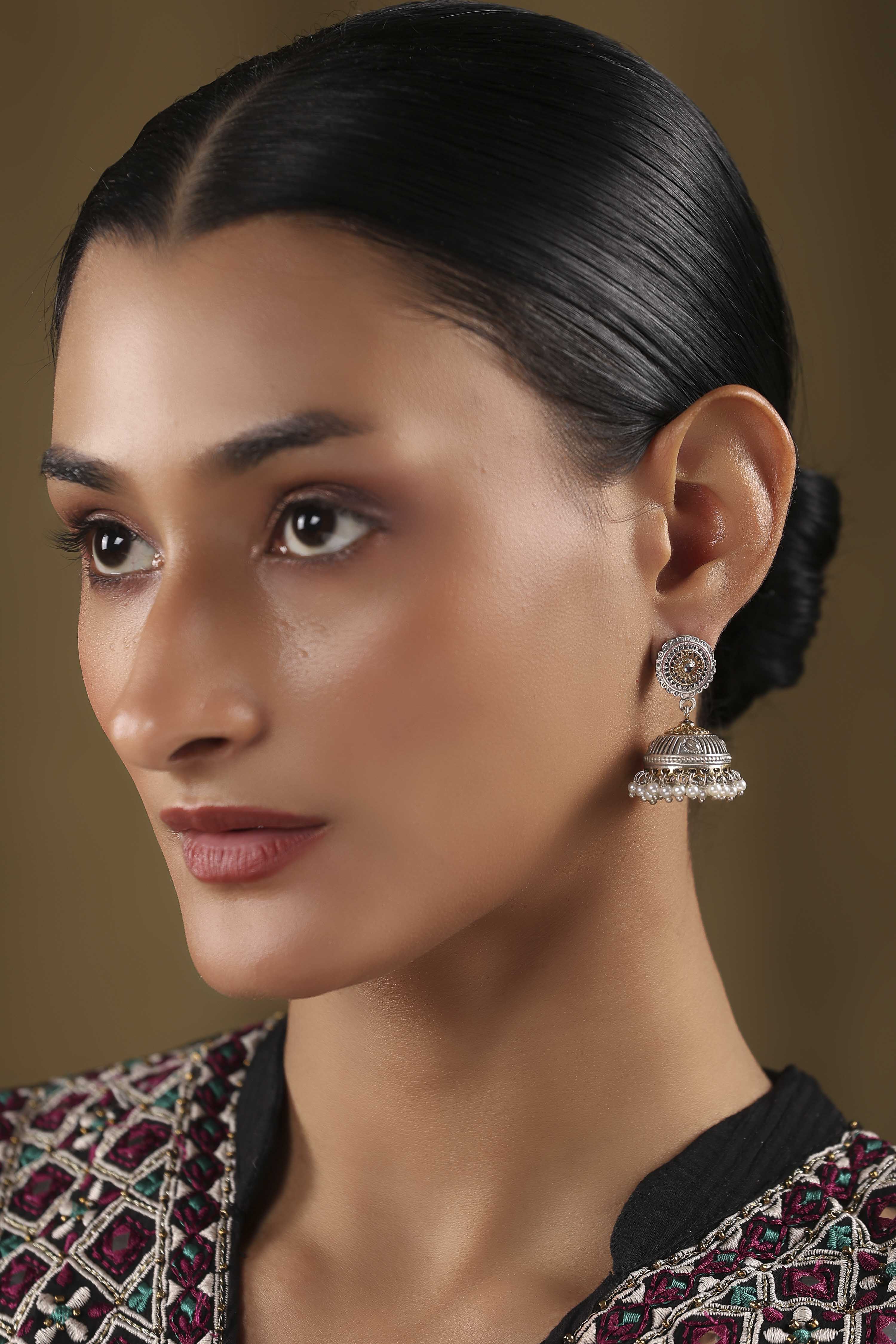 Oxidised Gold Brass Jhumka image number 3