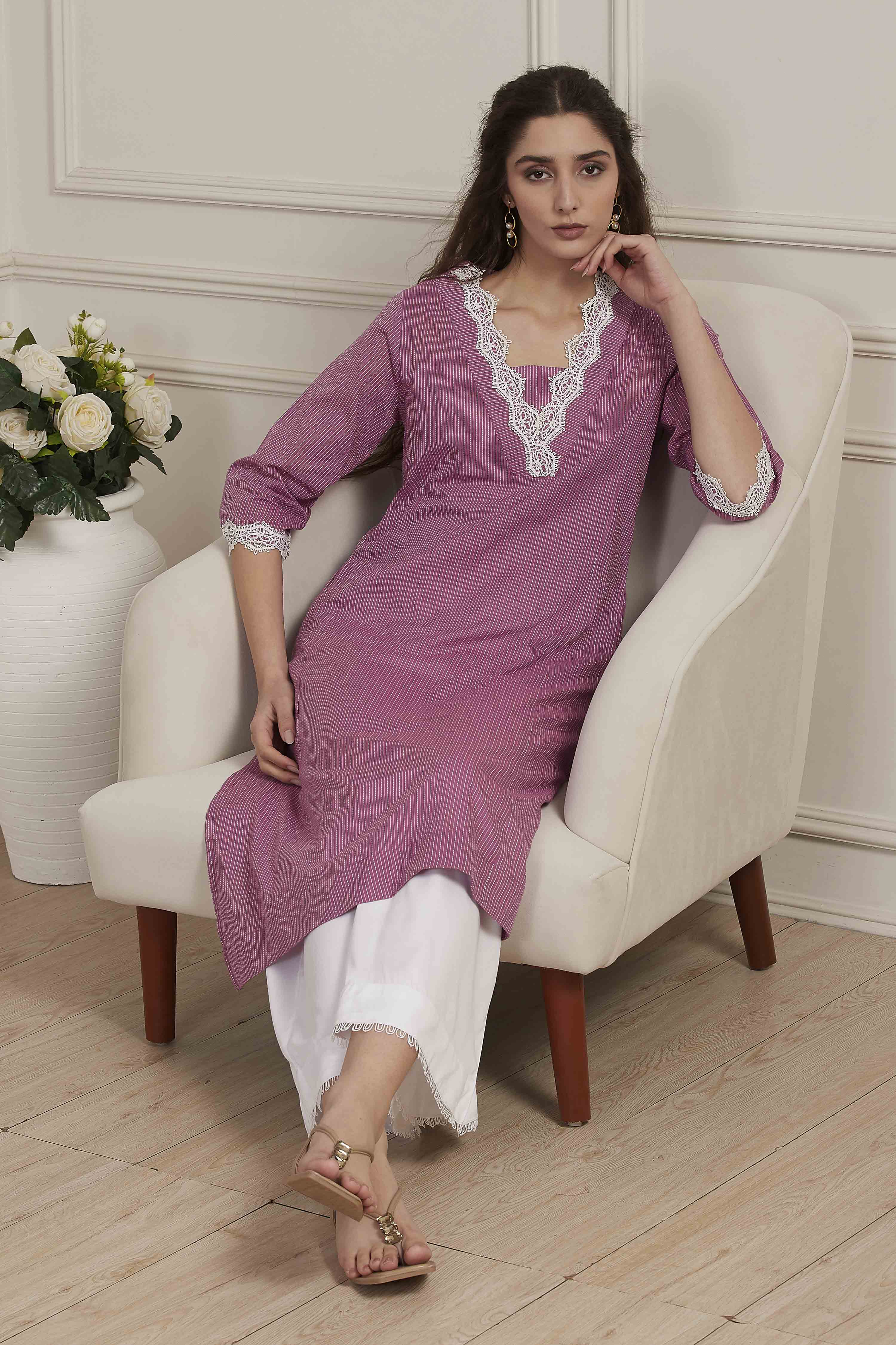 Blue Cotton Straight Kurta image number 0