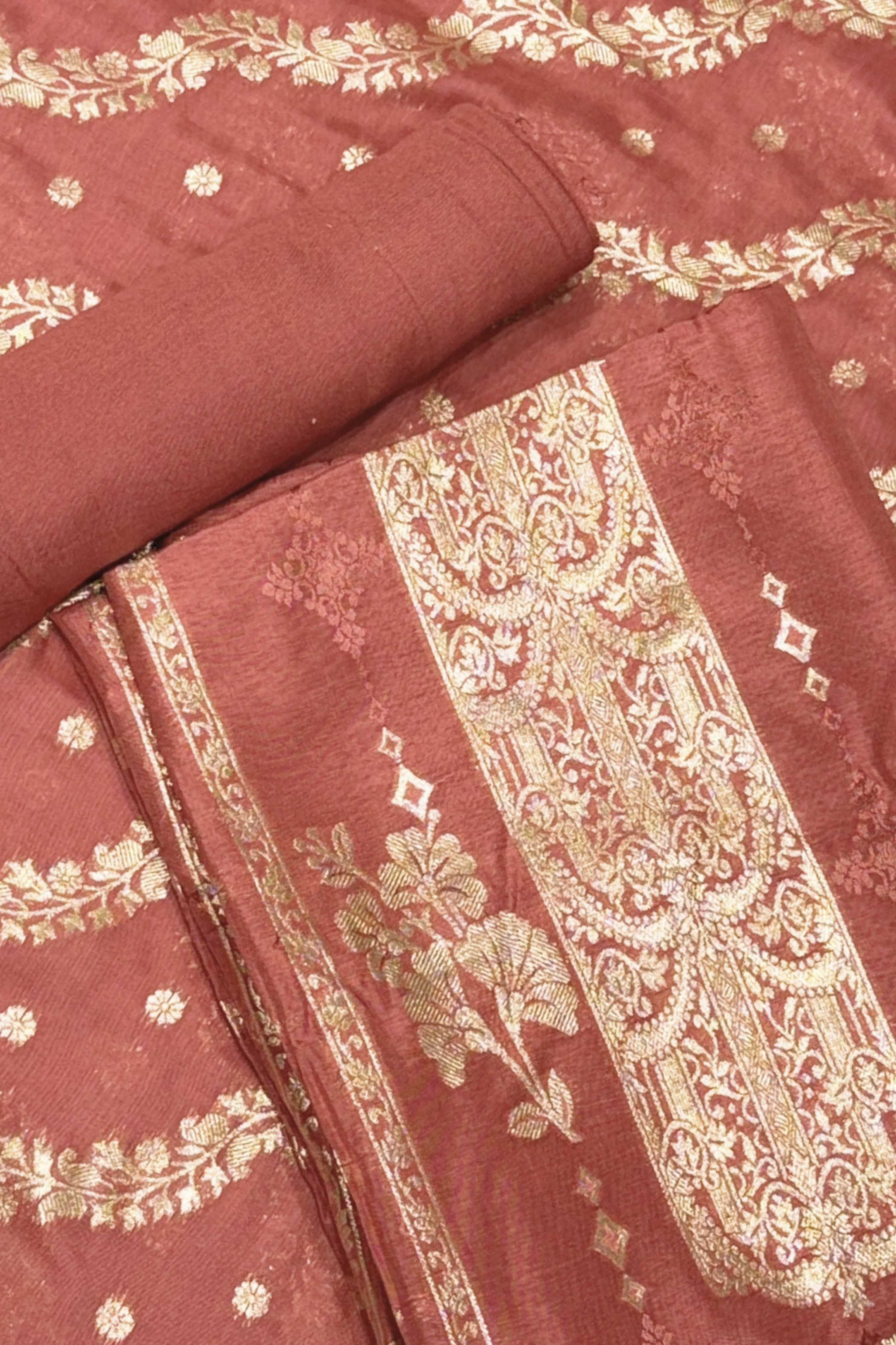 Purple Jacquard Traditional Weaving Unstitched Suit Set image number 0