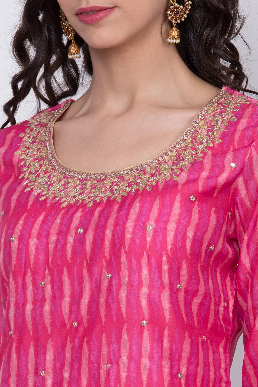 Pink Poly Cotton Kurta Garara Suit Set image number 1