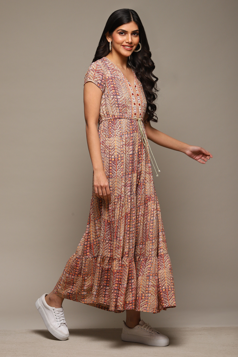 Grey Rayon Straight Printed Jumpsuit image number 3