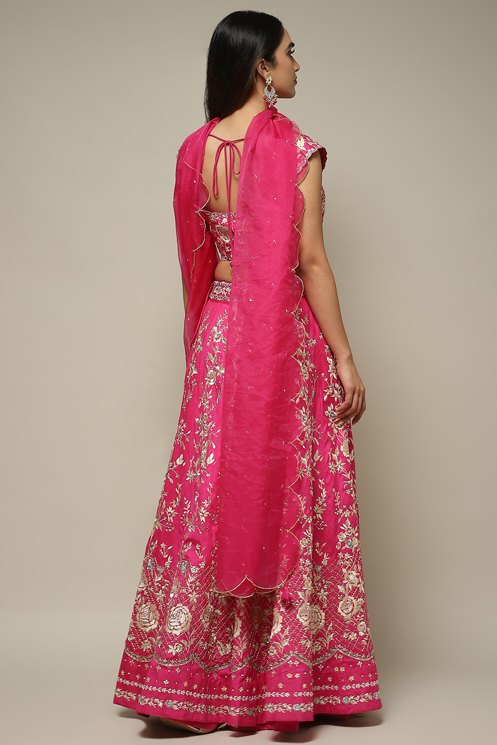 Fuchsia Viscose Embroidered Lehenga Set image number 5