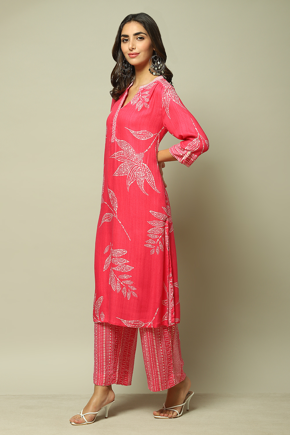 Pink LIVA Straight Printed 2 Piece Set image number 1