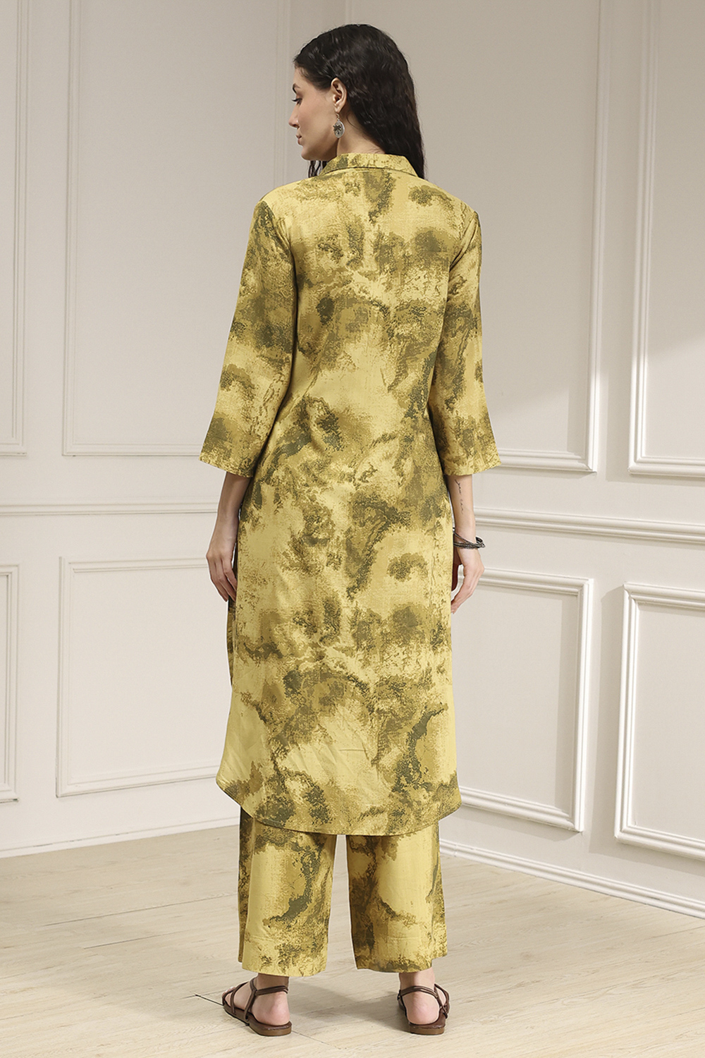 Green Printed Kurta Pants Co-ord Set image number 4