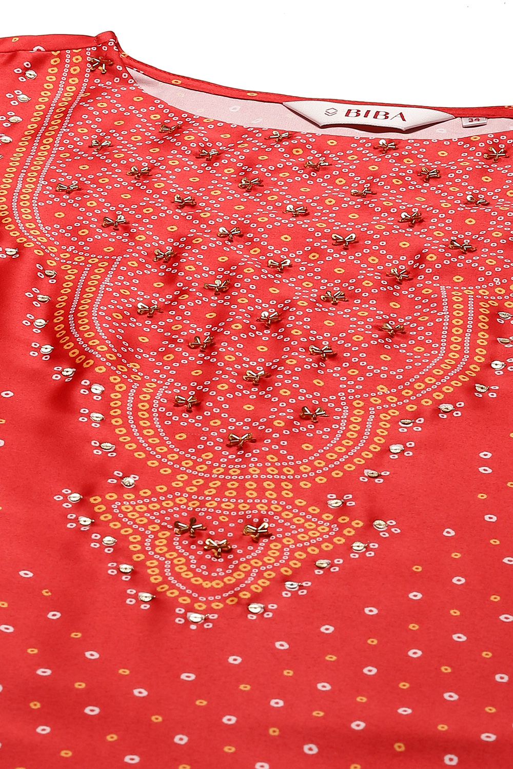 Red Anarkali Modal Printed Kurta image number 1