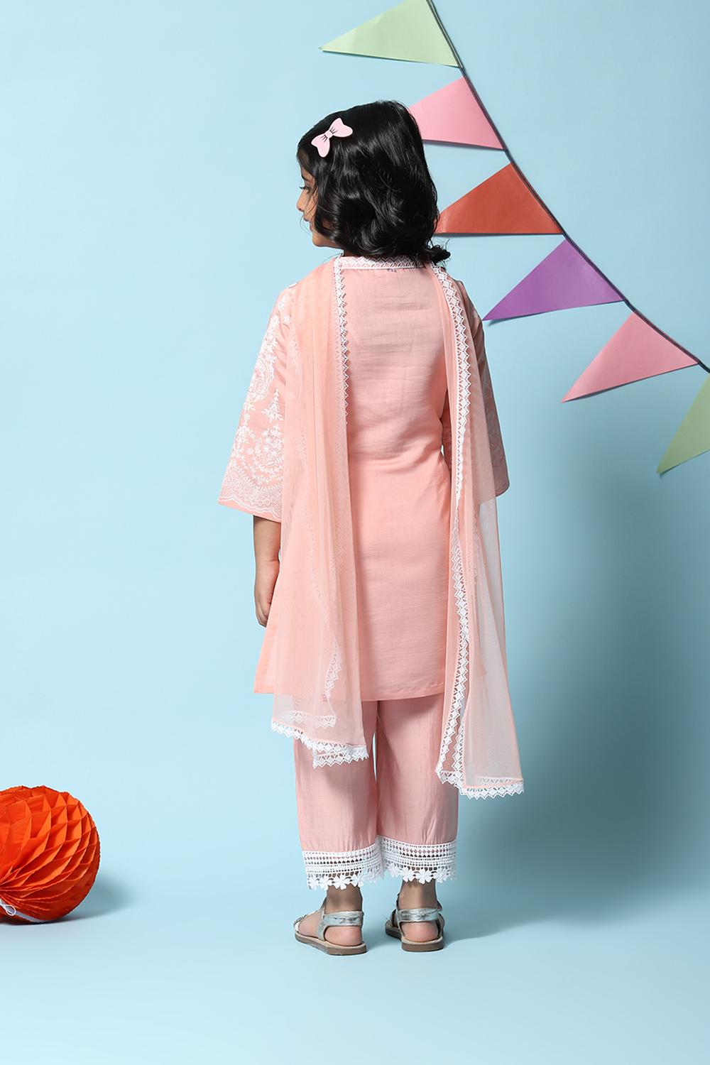 Pink Cotton Blend A-Line Kurta Sharara Suit Set image number 5