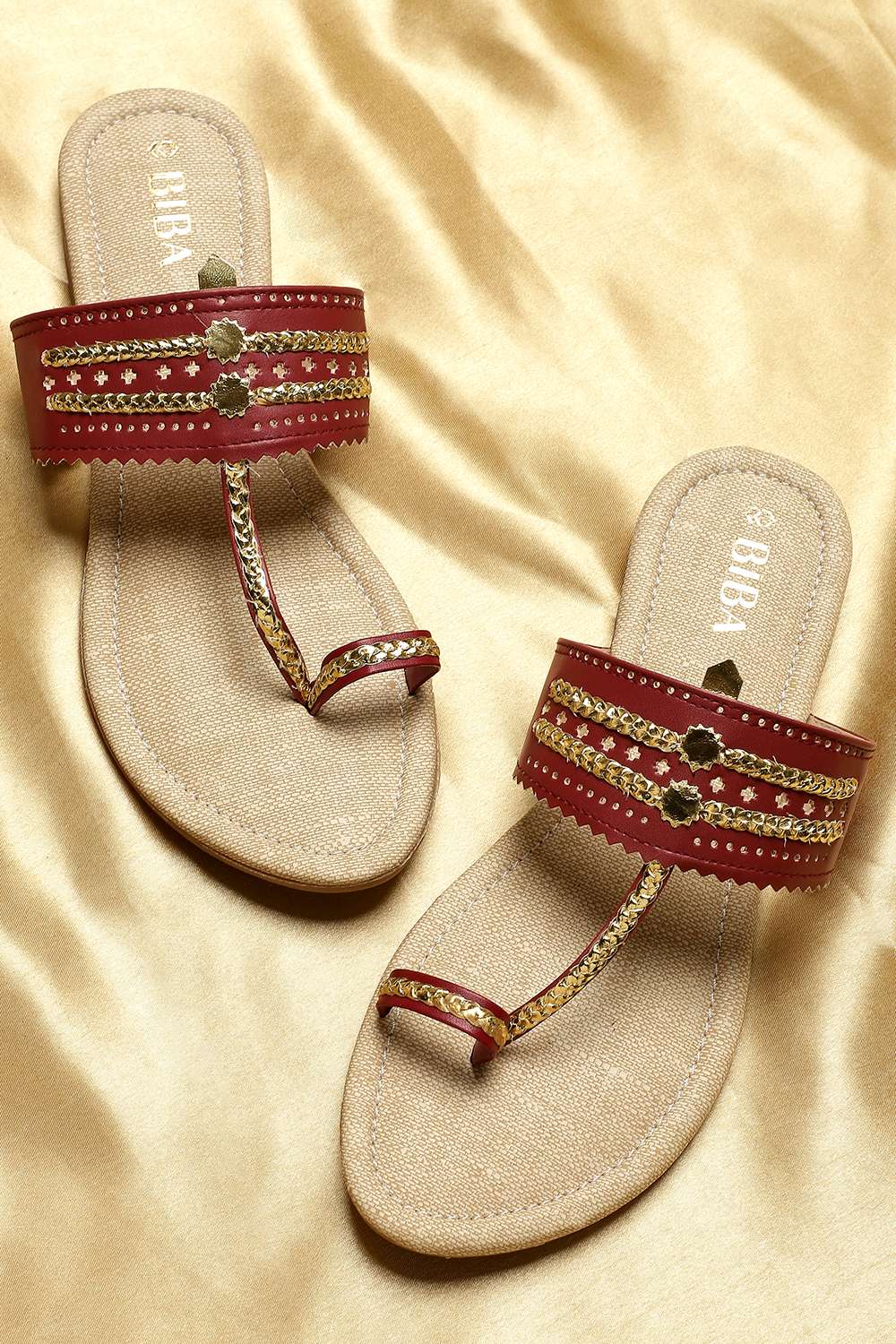 Maroon Kohlapuri Sandal image number 0