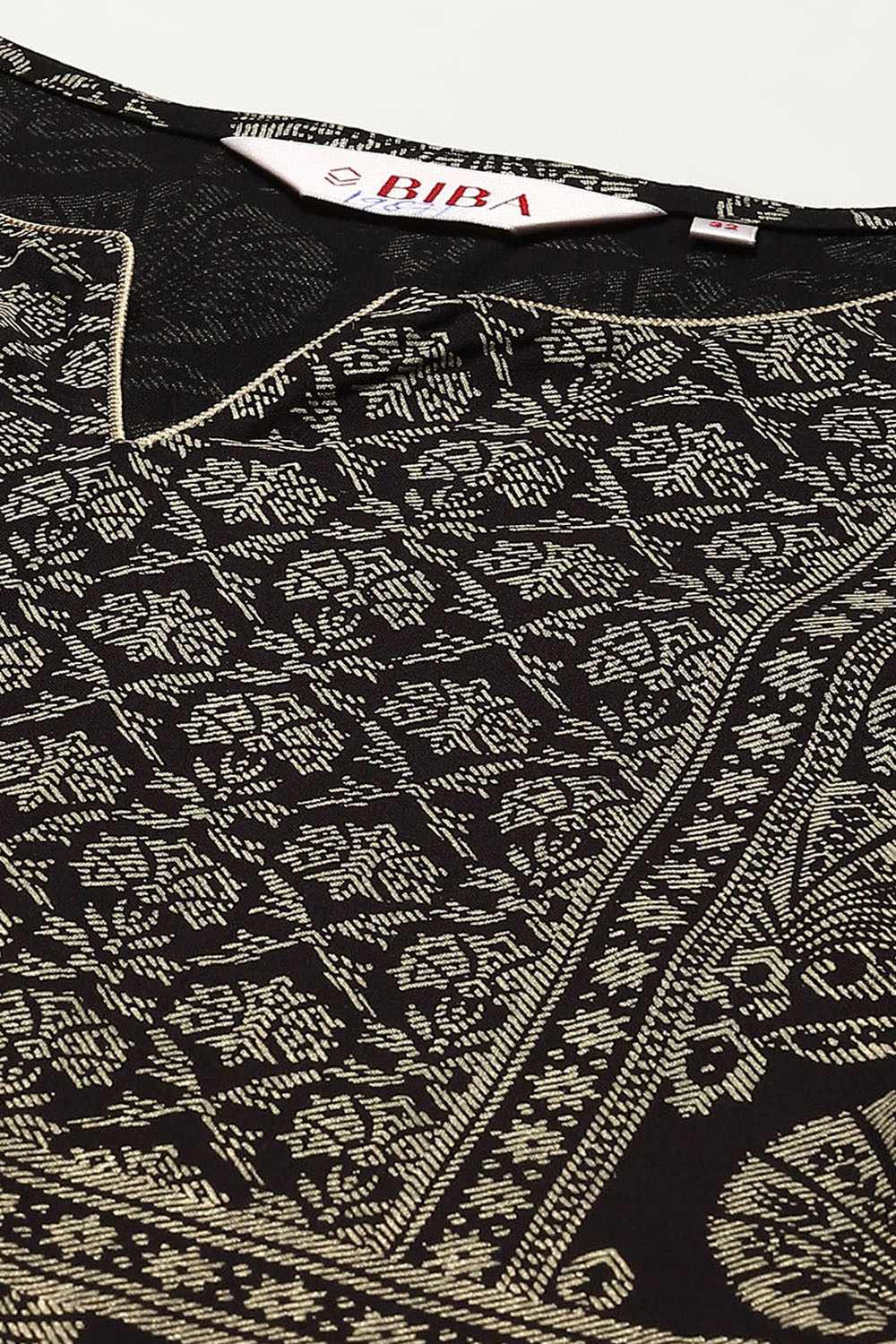 Black LIVA Straight Printed Kurta image number 1