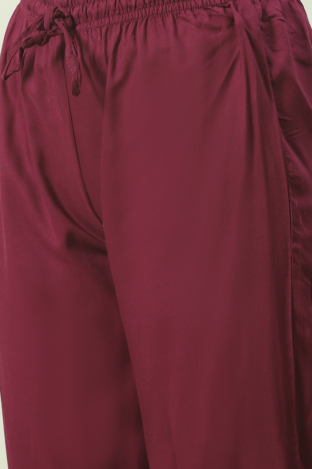 Plum Printed Rayon Straight Kurta Regular Pant Suit Set image number 2