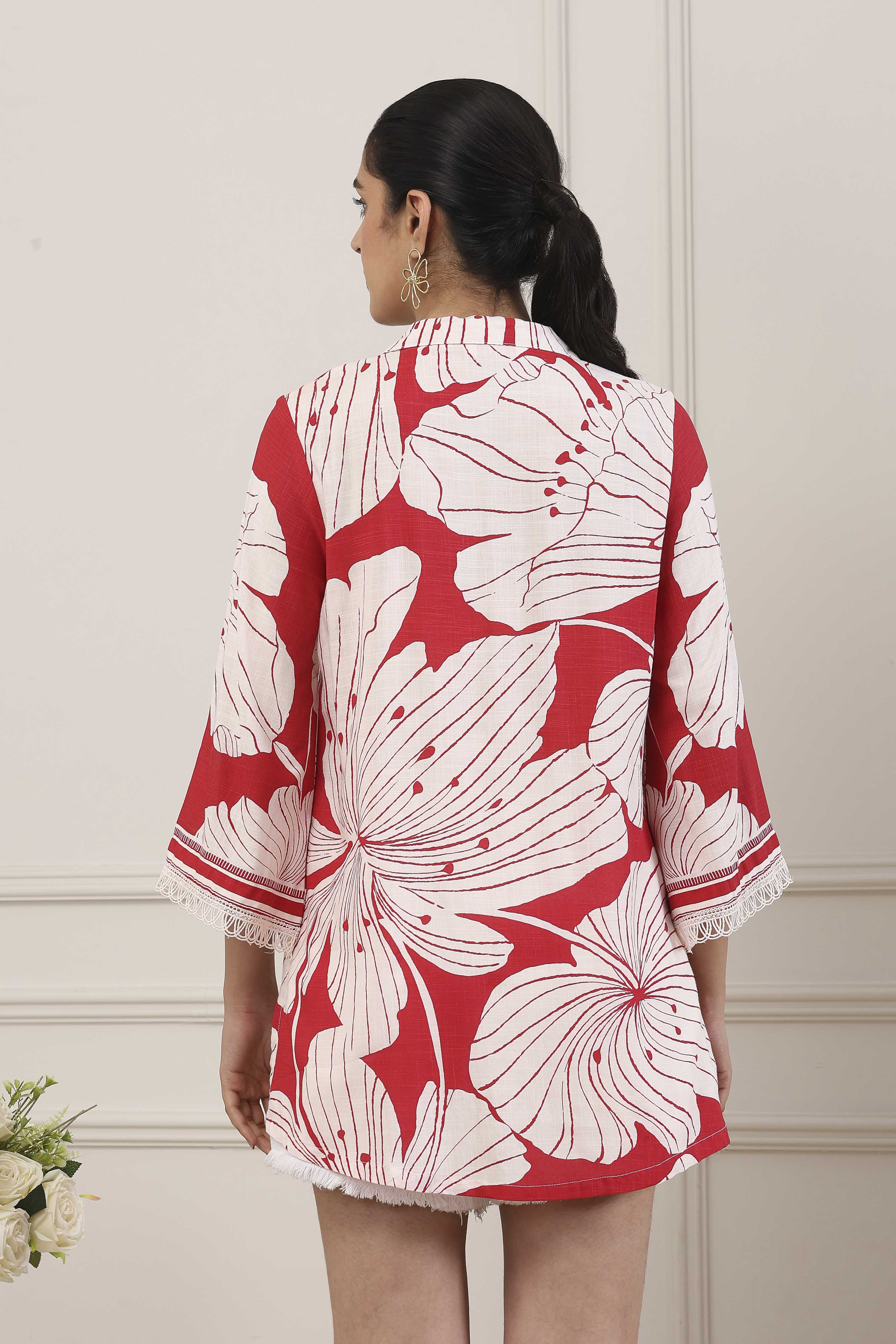 Red Viscose Rayon Straight Kurta image number 3