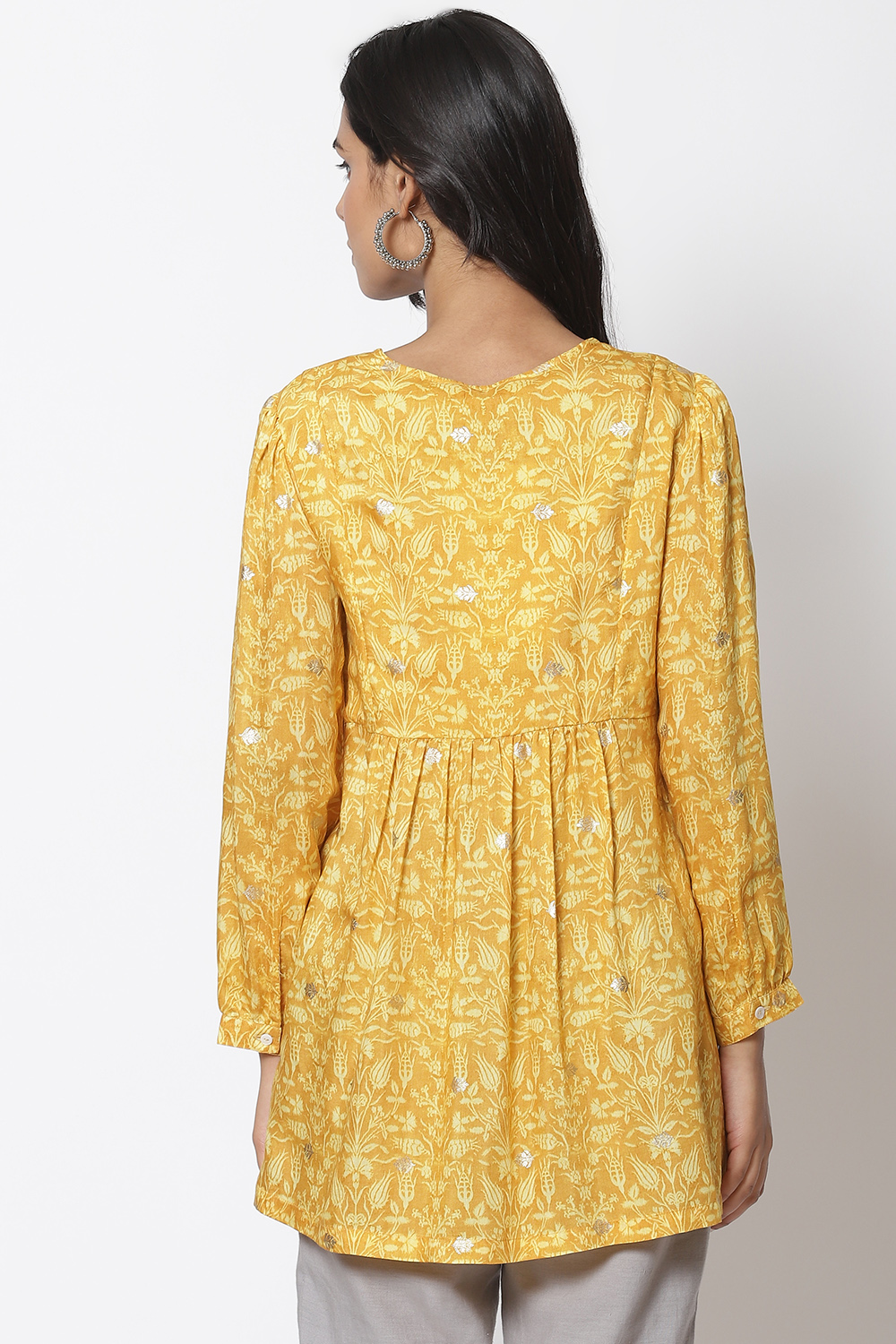 Mustard LIVA Printed Short Kurti image number 4