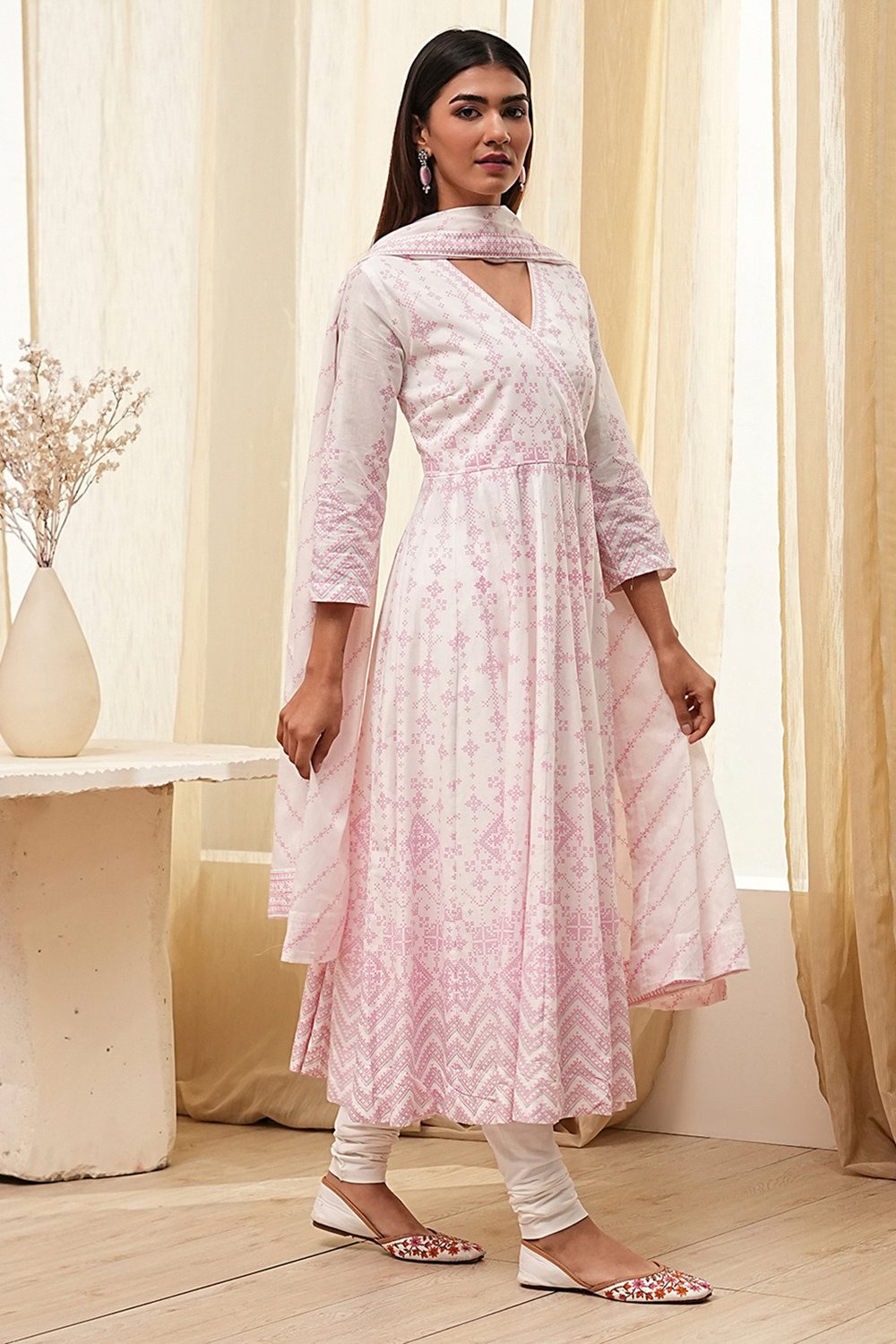 Pink Cotton Anarkali Suit Set image number 5
