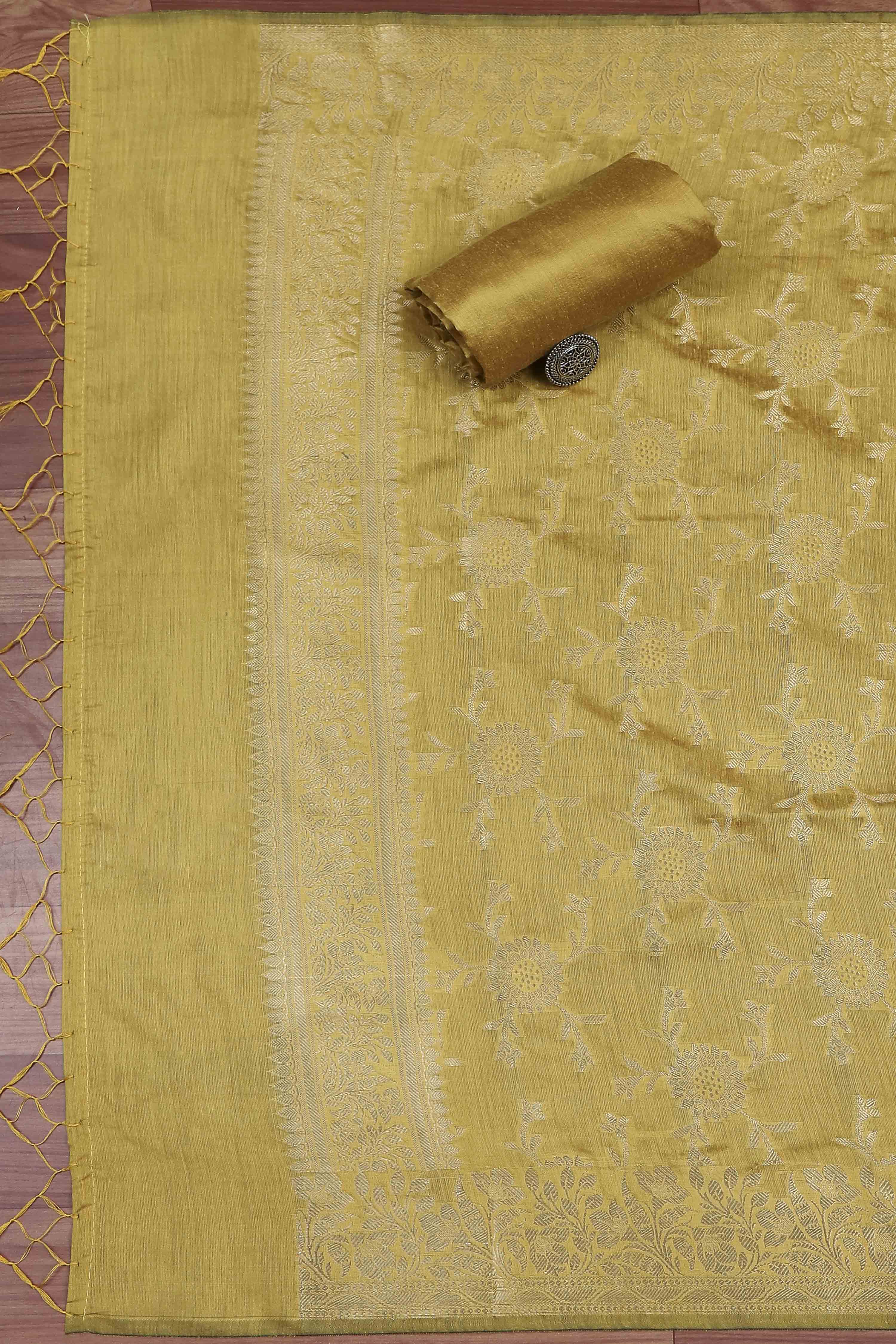 Teal Banarasi Chanderi Banarasi Print Unstitched Suit Set image number 3