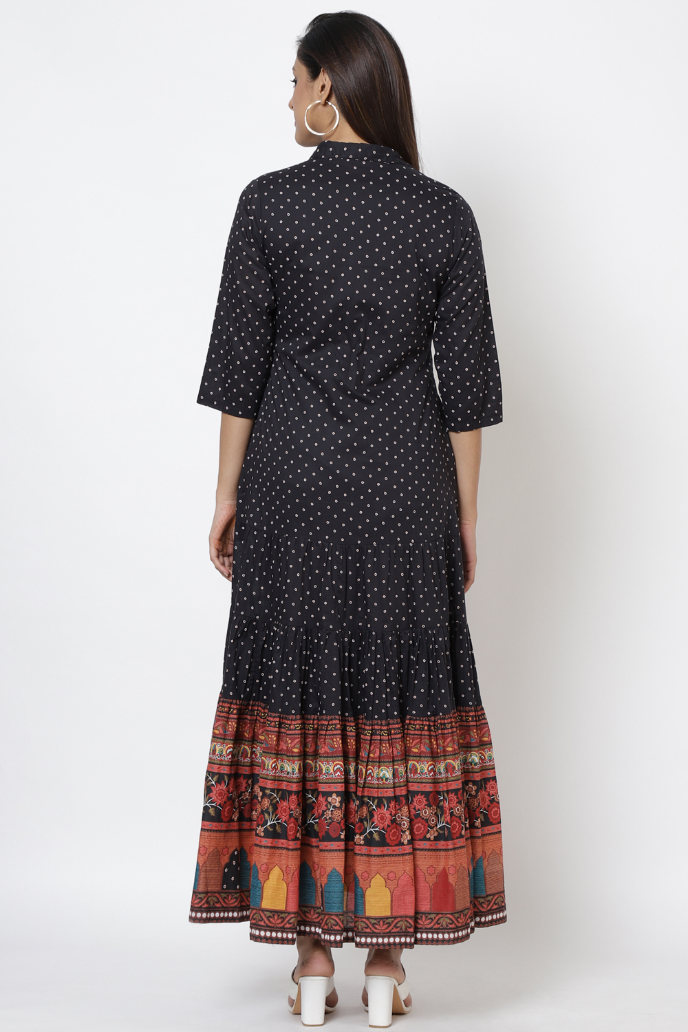 Black Cotton Tiered Dress image number 5