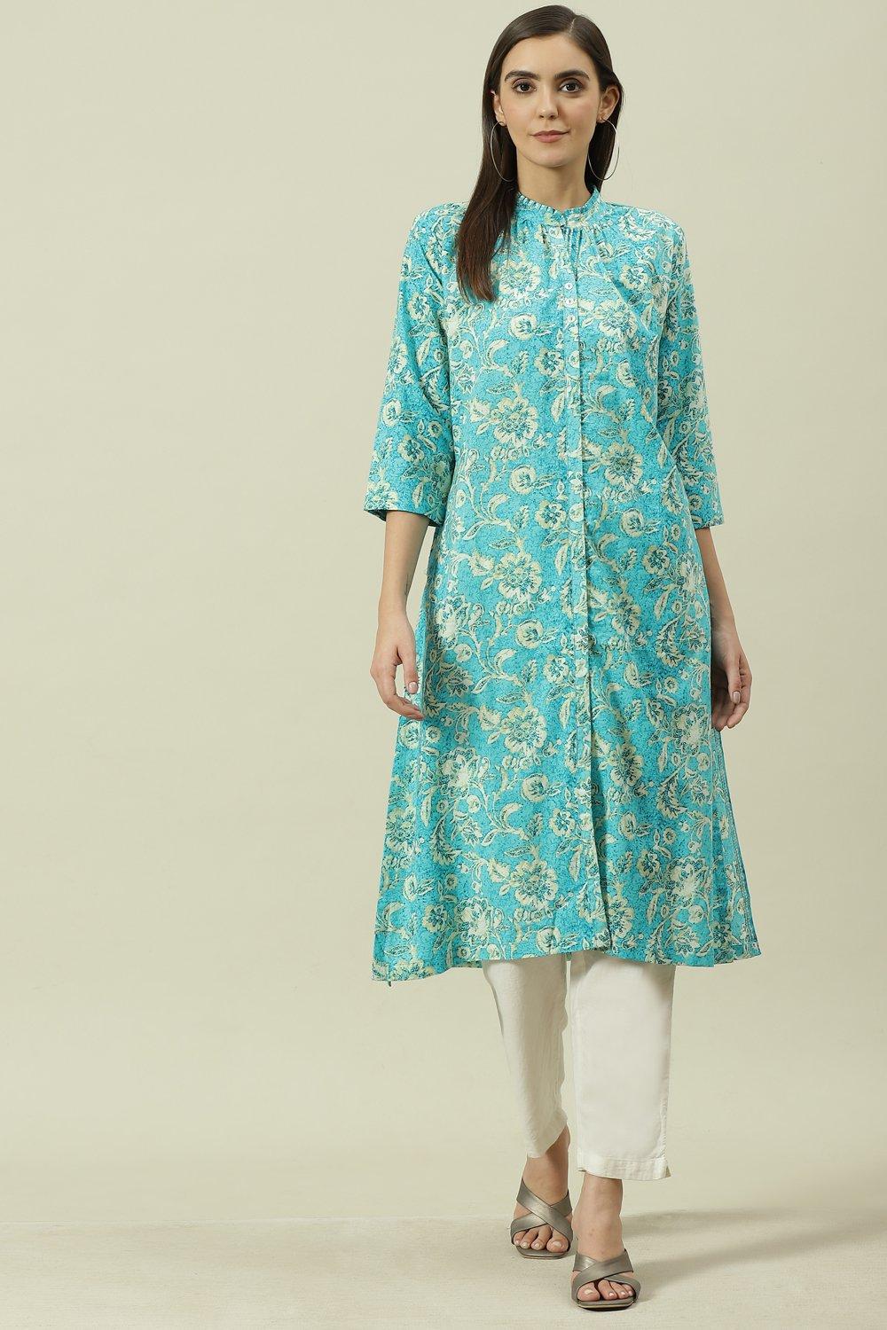 Turquoise Straight Kurta image number 0