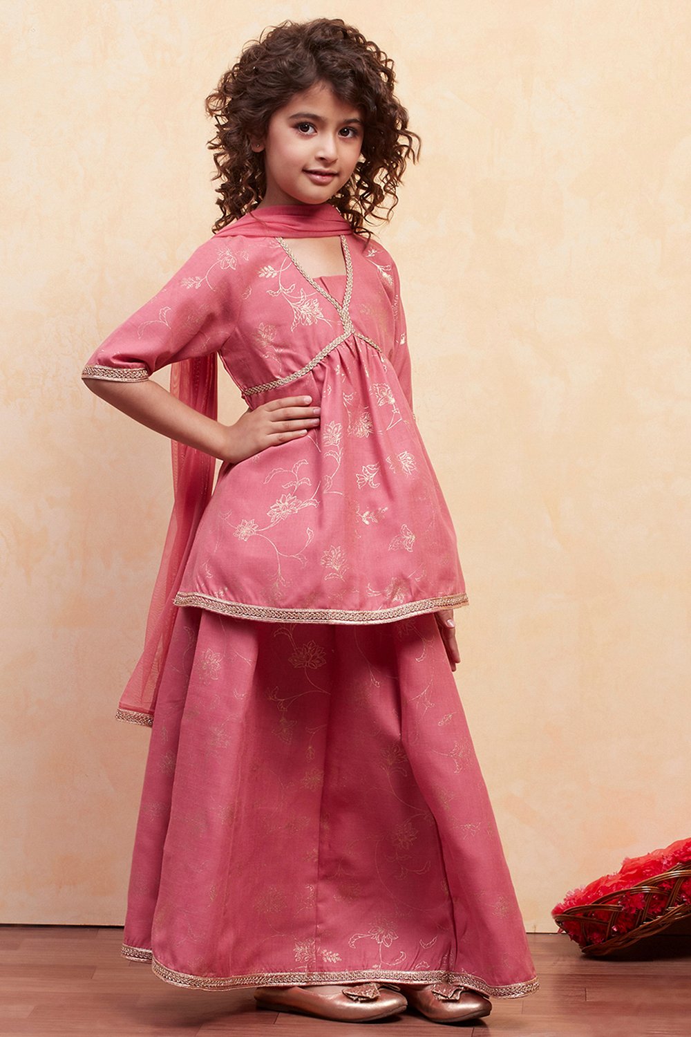 Blush Pink Polyester Peplum Lehenga Set image number 5