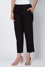 Black Cotton Straight Pant image number 1