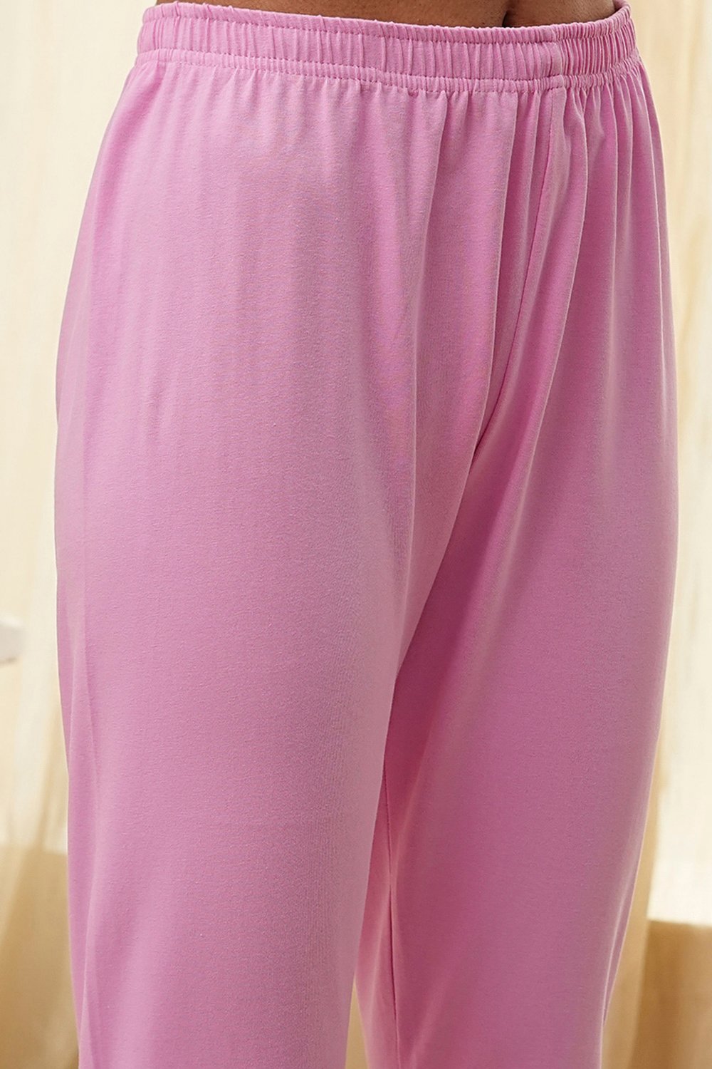 Pink Cotton Anarkali Suit Set image number 2