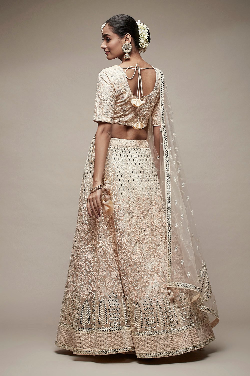 Beige Nylon Lehenga Set image number 2