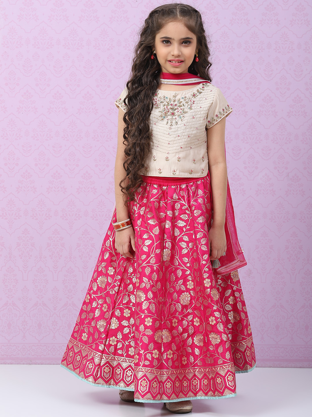 Ivory Silk Lehenga Set image number 6