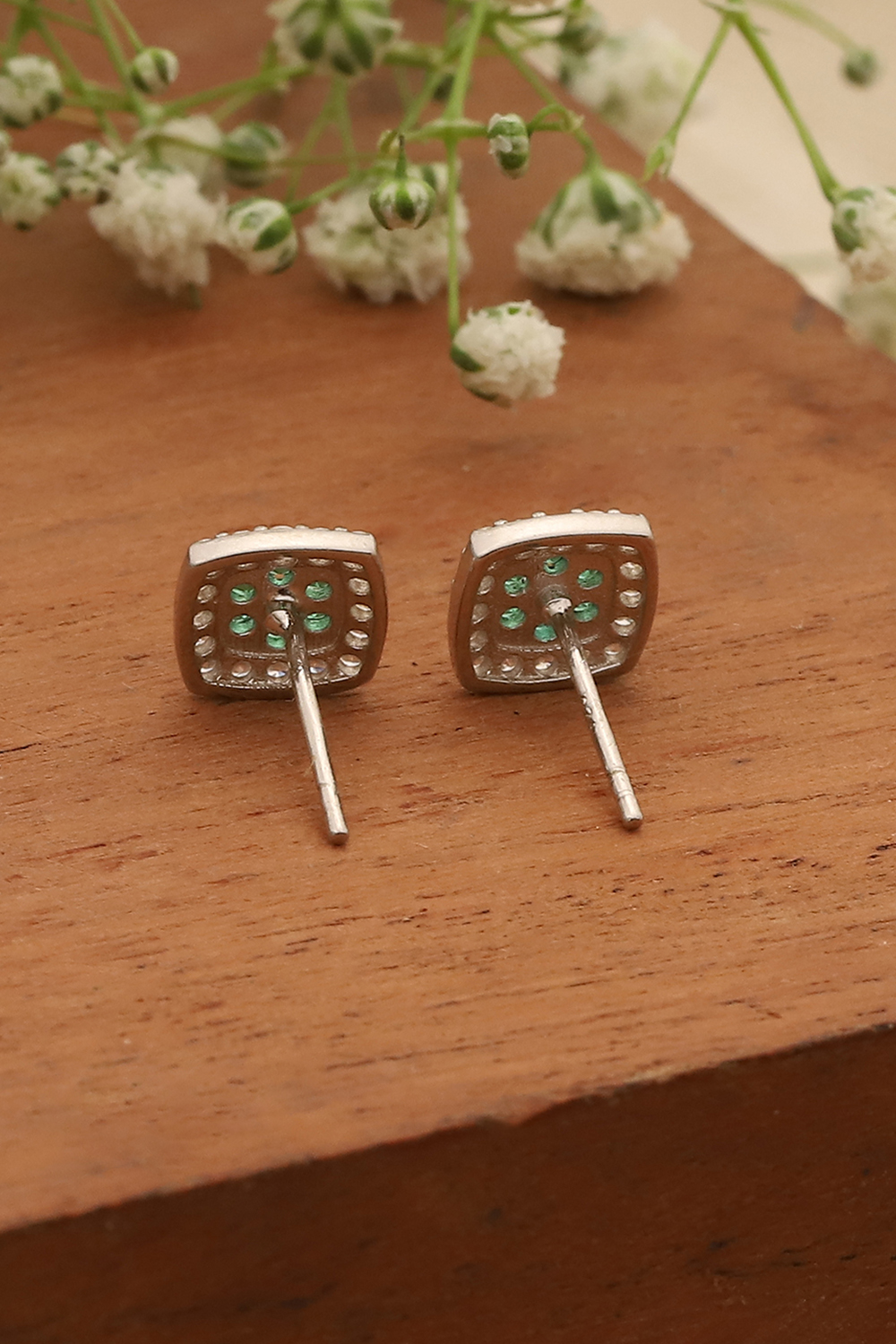 Green 925 Sterling Silver Earrings image number 2