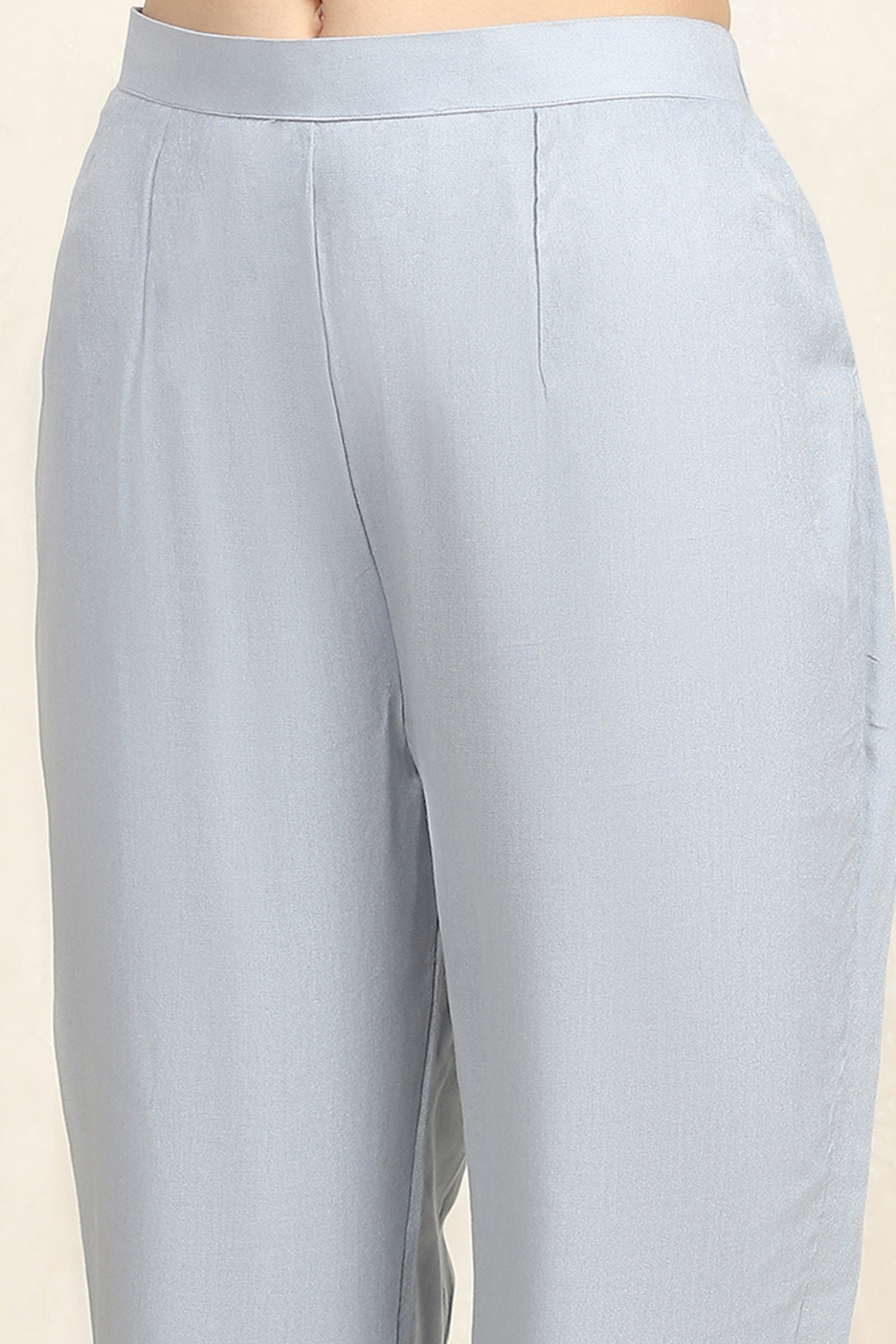 Sky Blue Linen Blend Unstitched Suit Set image number 3