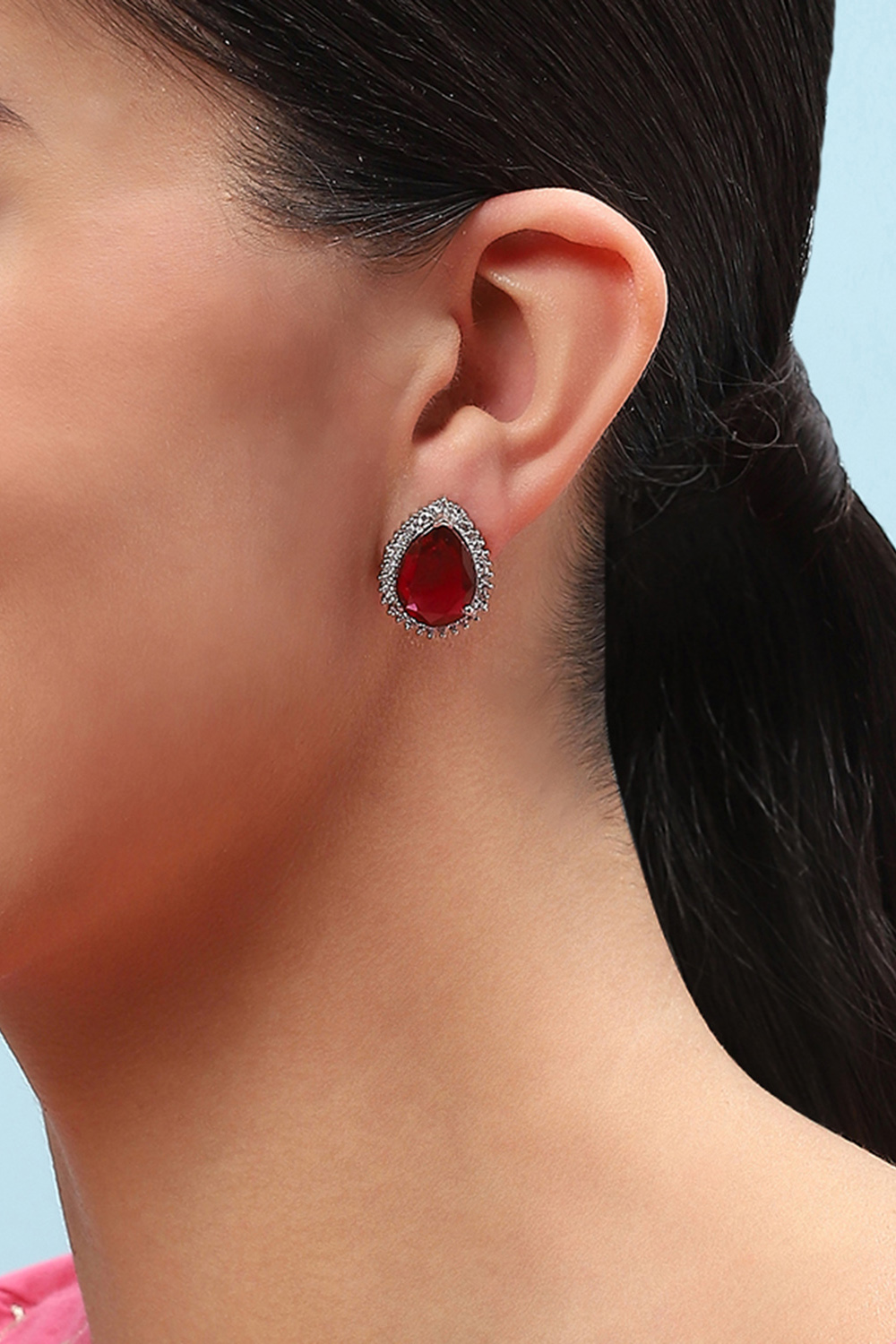 Ruby Red Brass Earrings image number 3
