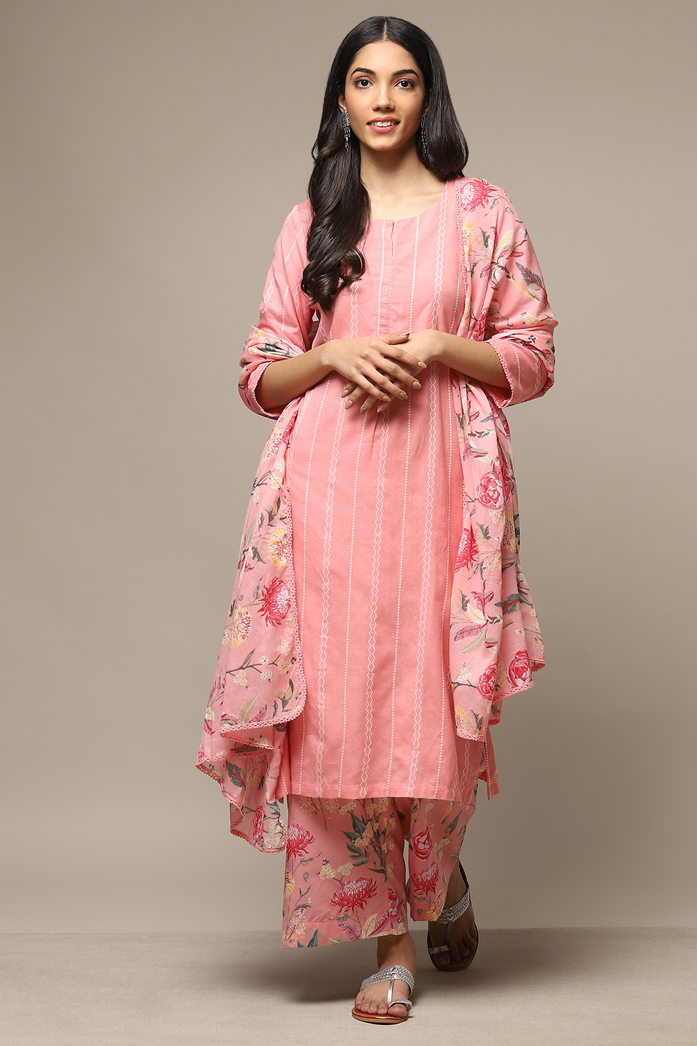 Mango Rayon Straight Kurta Palazzo Suit Set image number 7