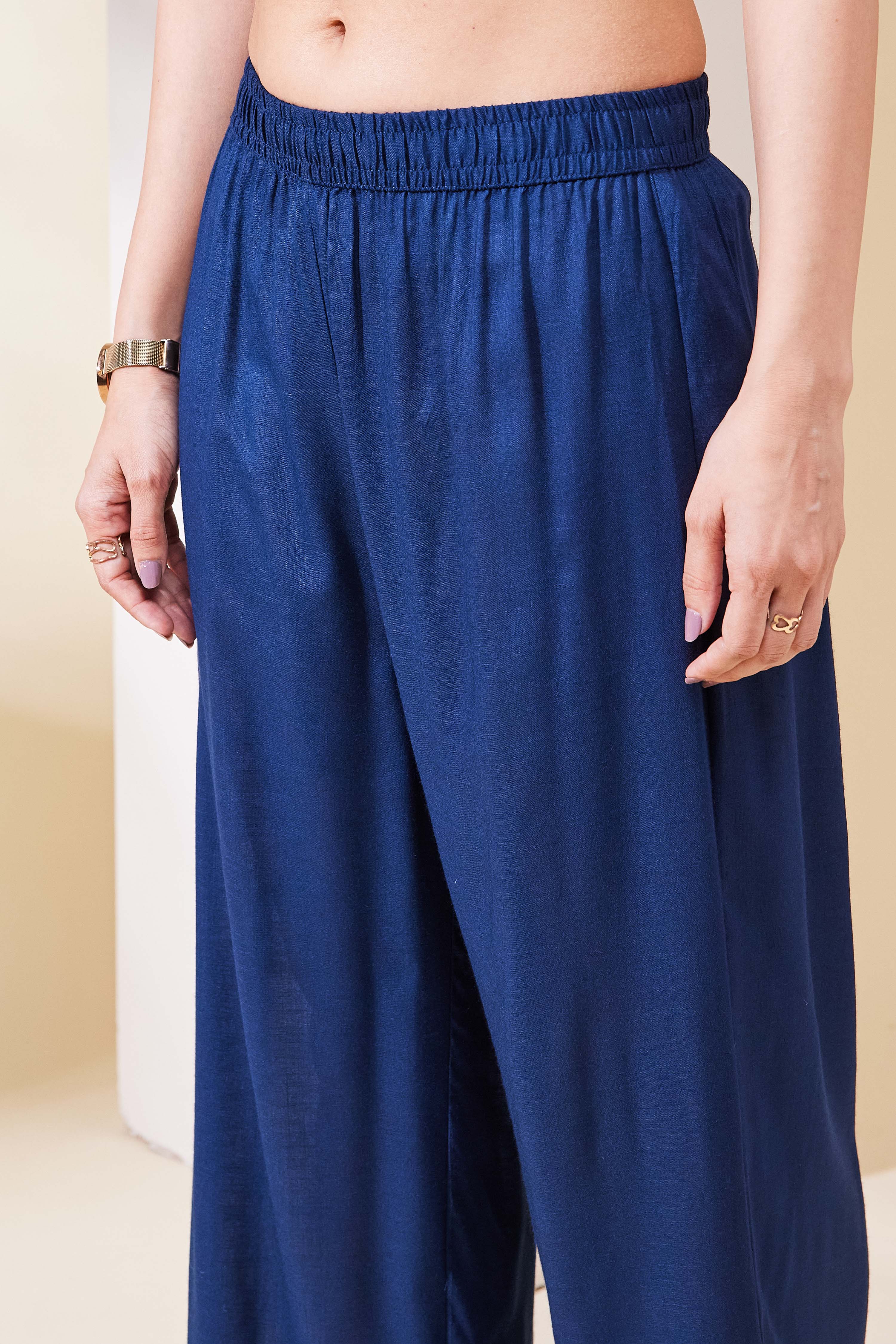 Blue Viscose Blend Straight Kurta Pants Set image number 2