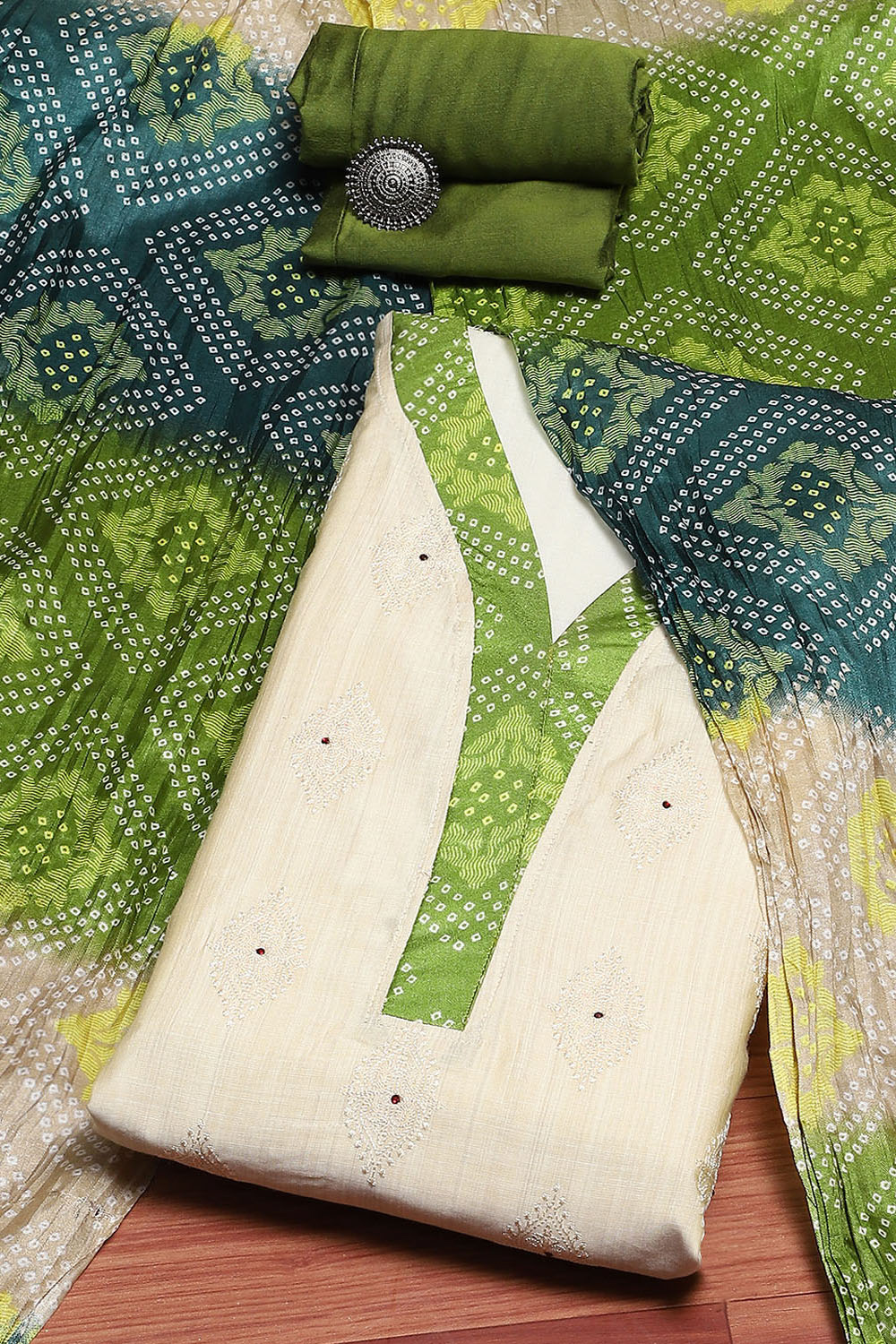 GREEN SYAMLI CHANDERI SUIT