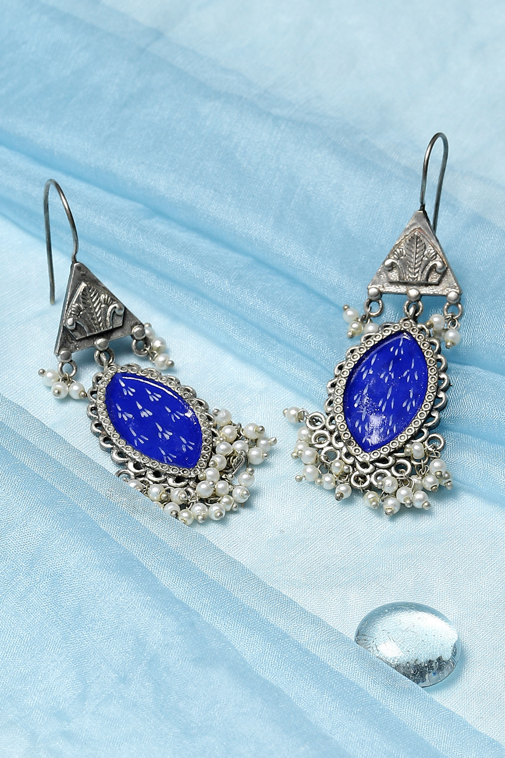 Blue formal earrings store