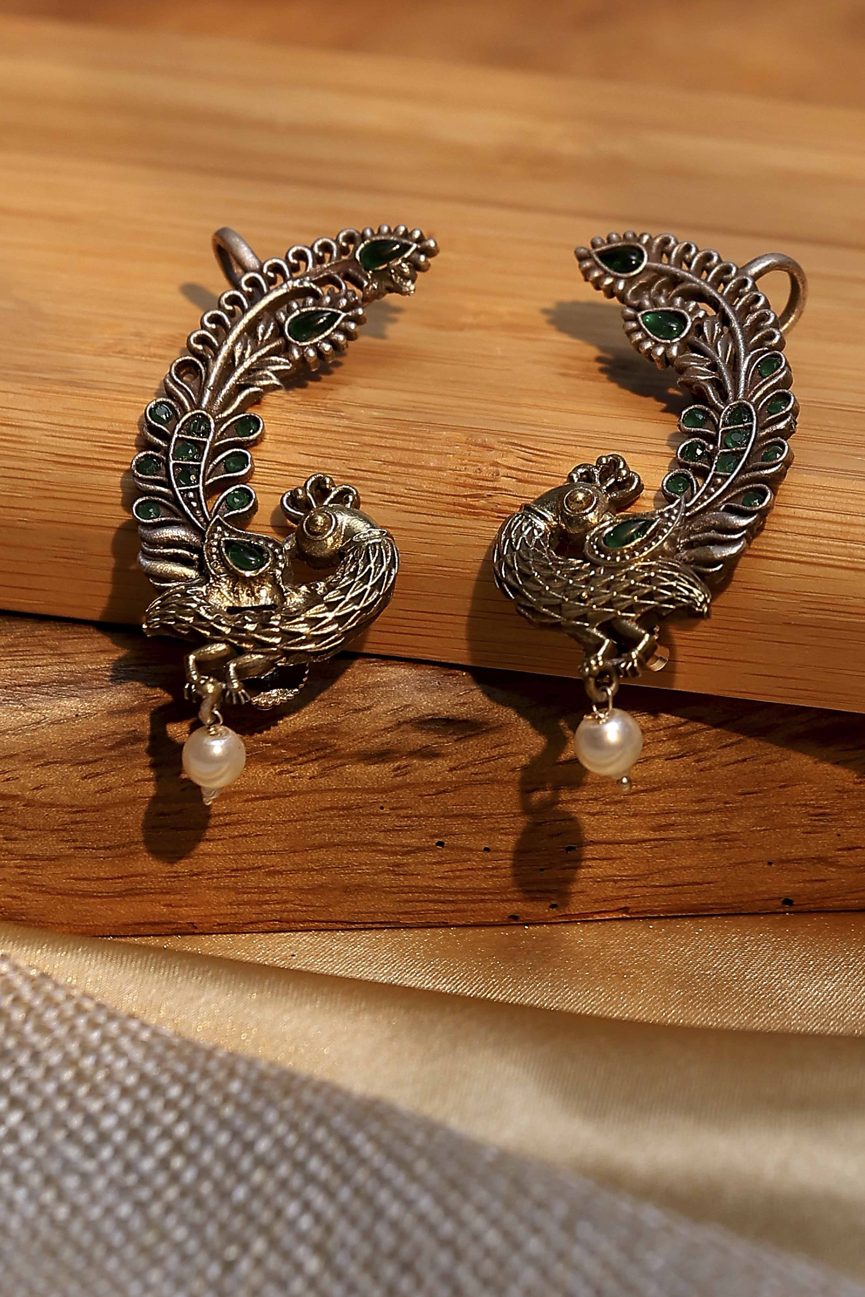 Green Brass Earcuff image number 0