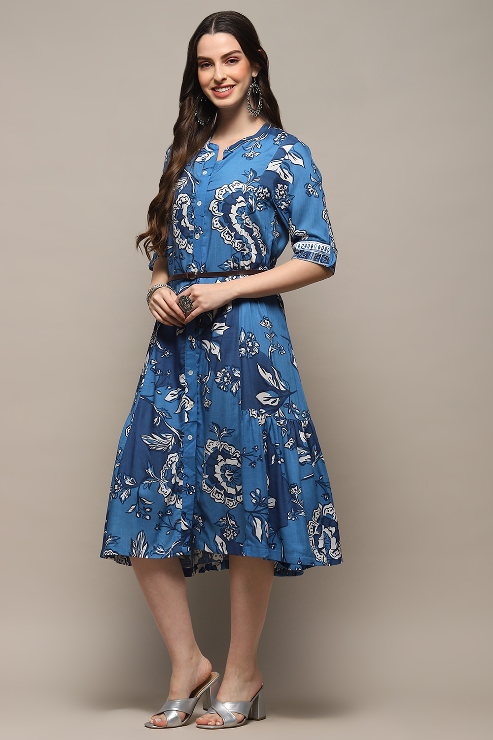 Electric Blue Viscose Straight Kurta image number 2