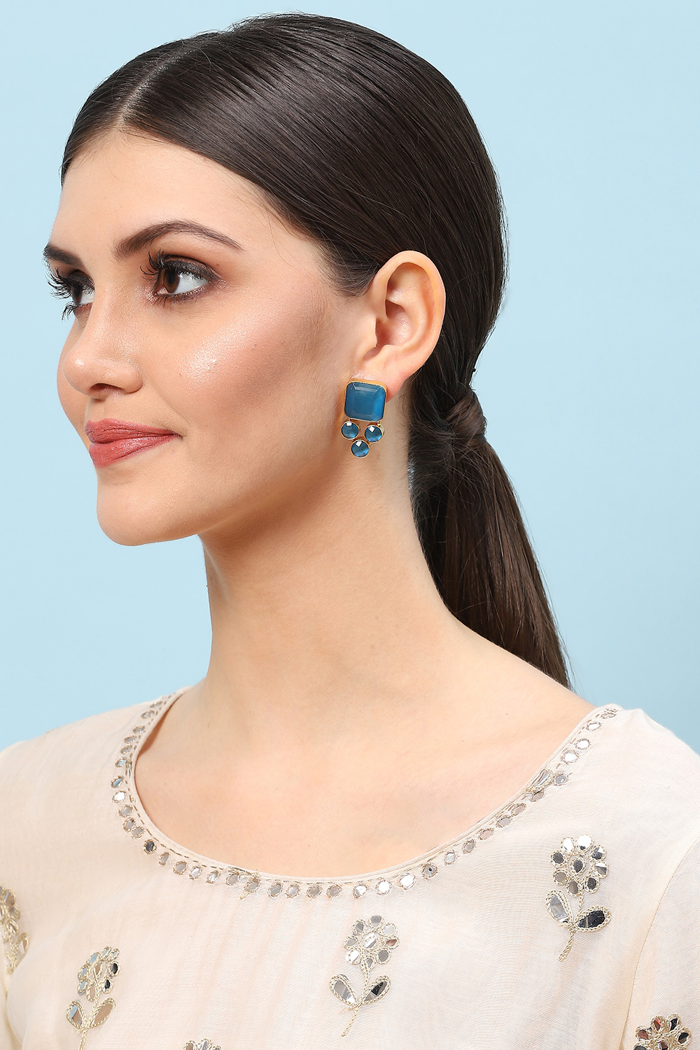 Blue Brass Earrings image number 3