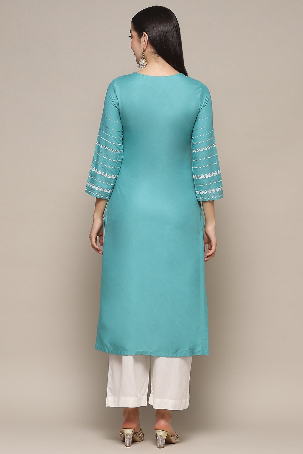 Pink Rayon flax Relaxed Kurta Palazzo Suit Set image number 4