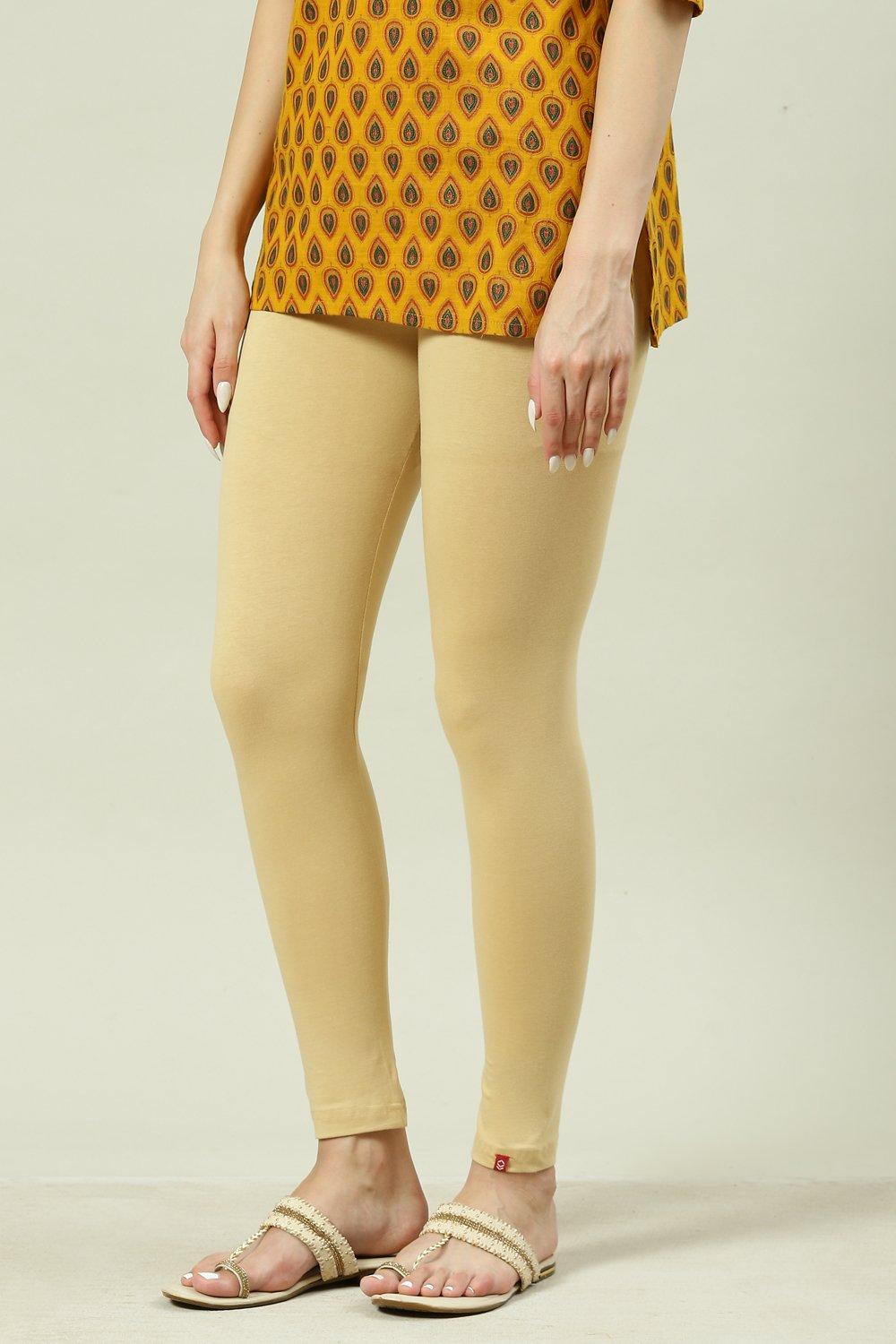 Black Cotton Blend Solid Leggings image number 0