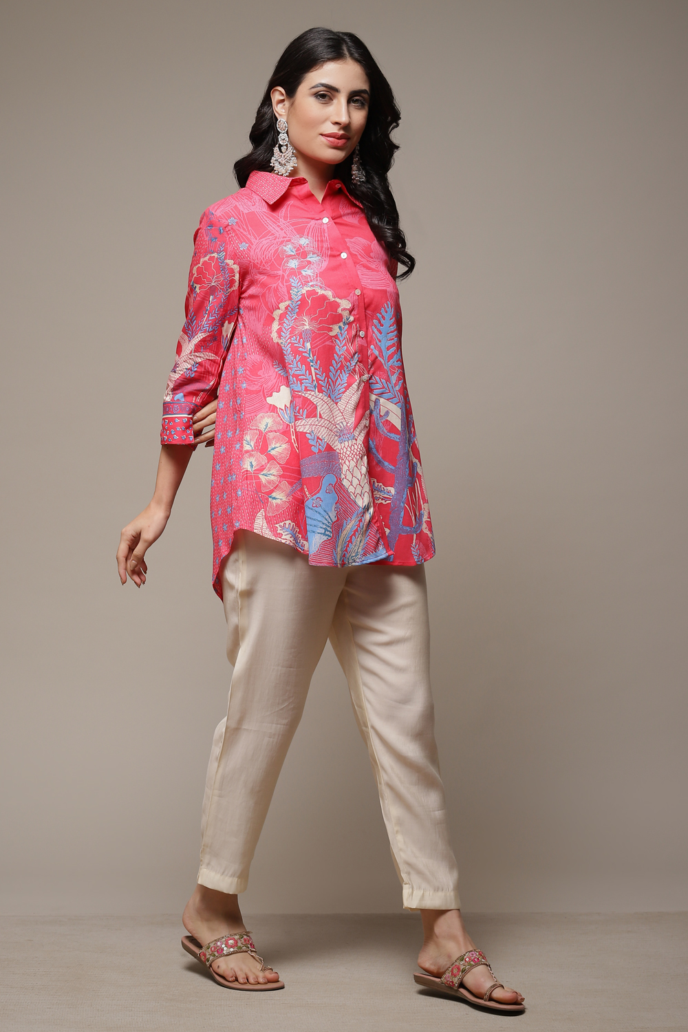 Coral Rayon Printed Shirt image number 0