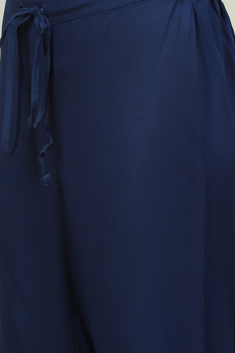 Navy Blue LIVA Metallic Straight Kurta Pant Suit Set image number 2