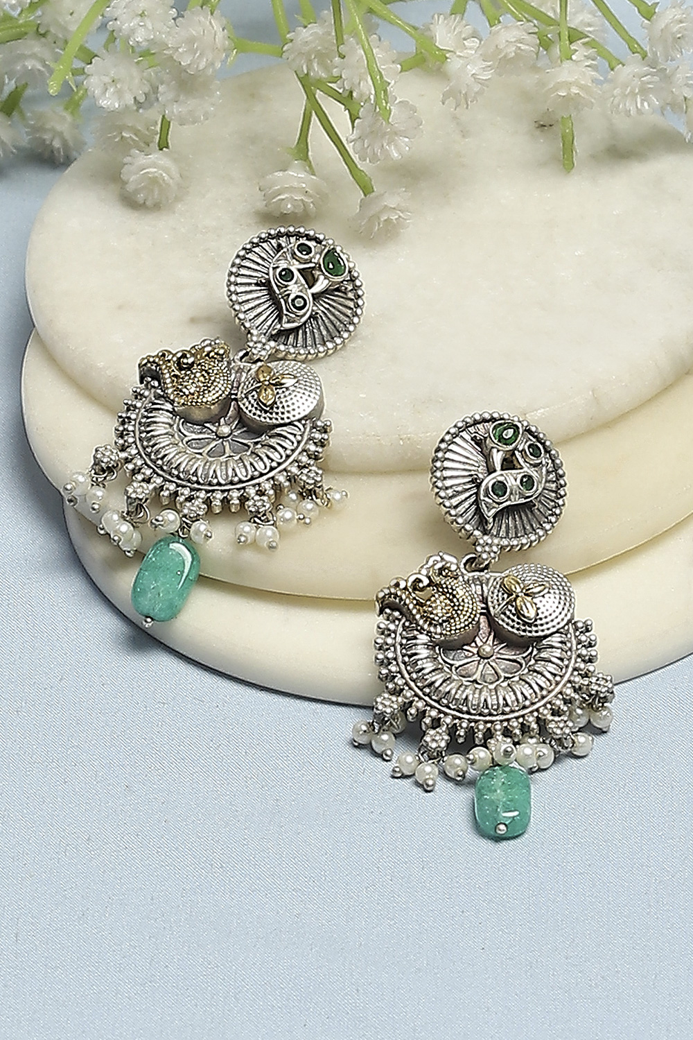 Green Stone Earrings image number 0