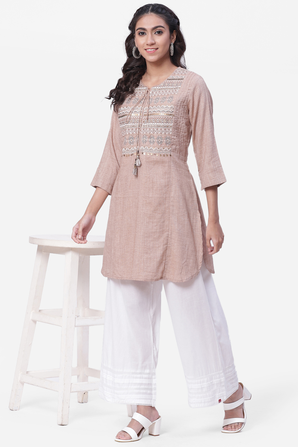 White Cotton Straight Palazzos image number 5