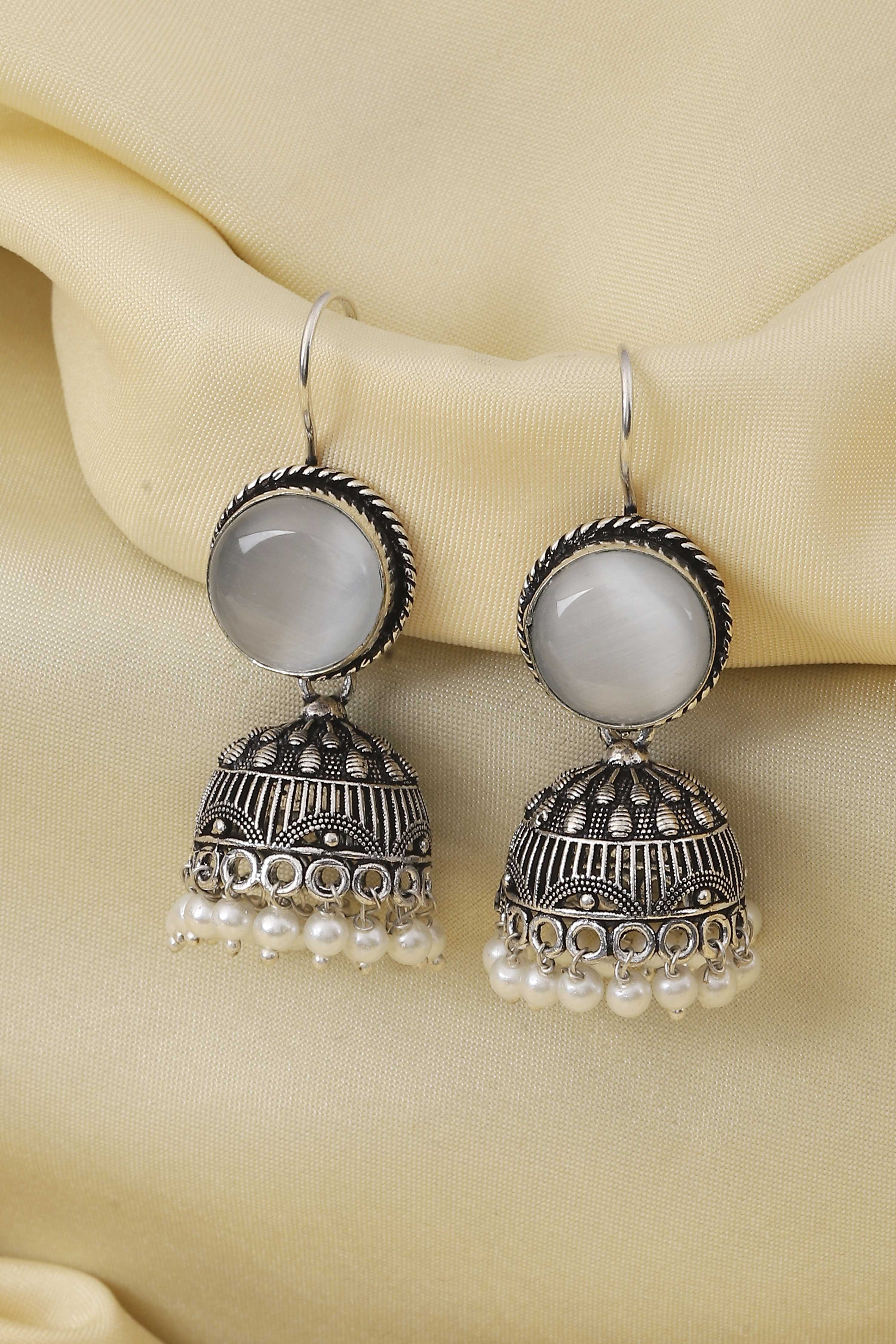 Grey Brass Jhumka image number 0