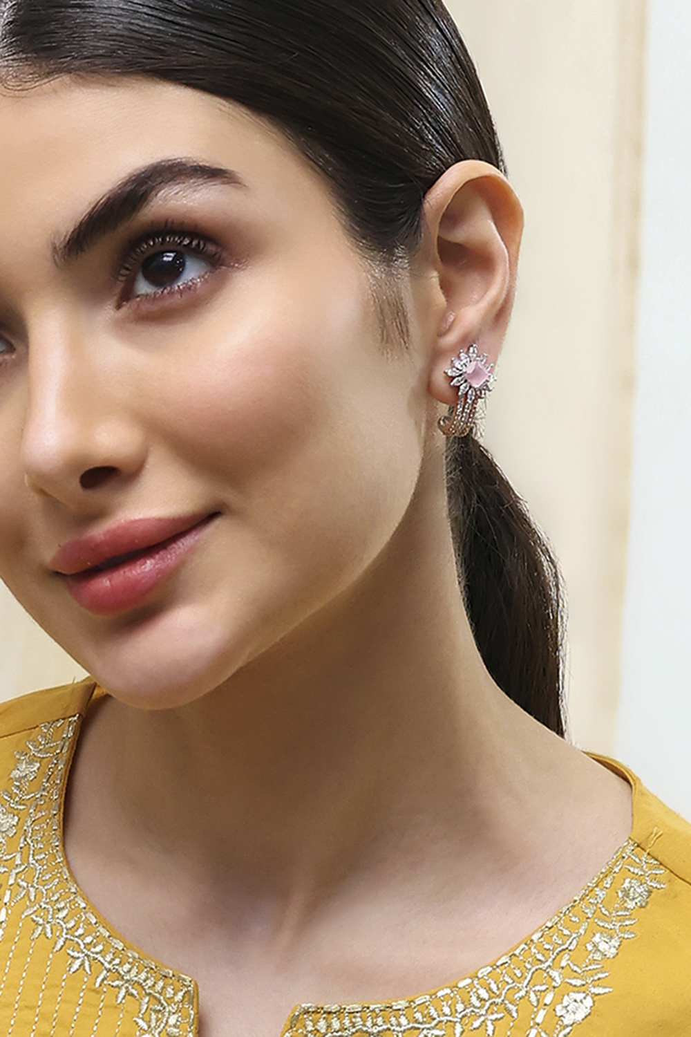 Light Pink Brass Huggies image number 1