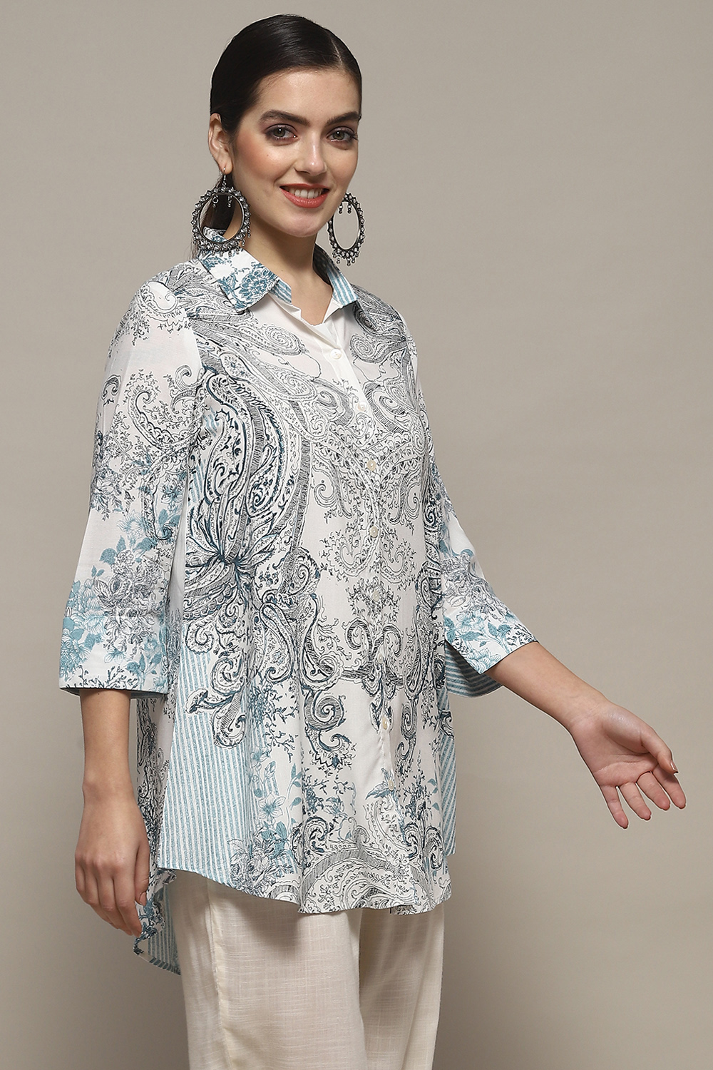 Blue Viscose Straight Kurti image number 4