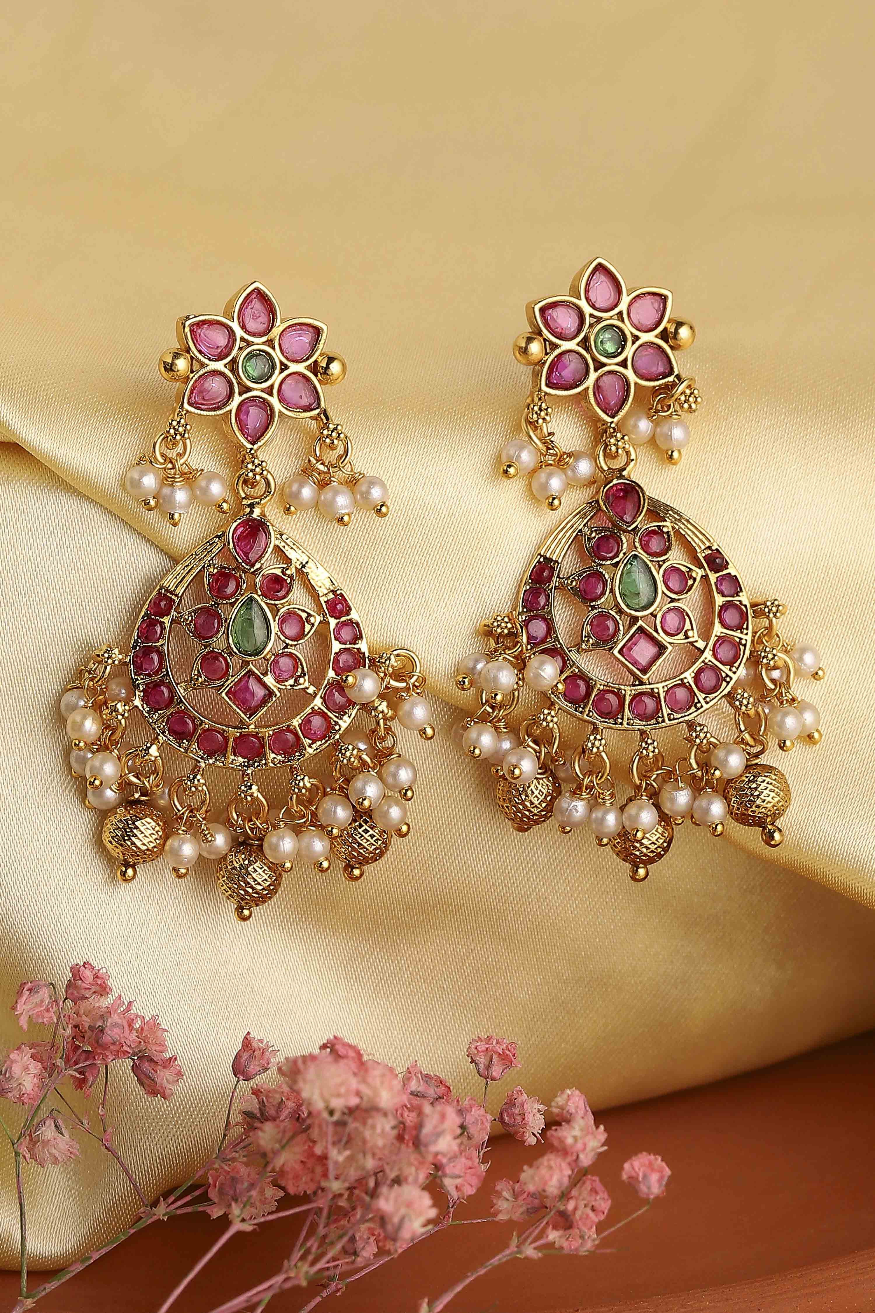 Pink Brass Chaandbalis image number 0